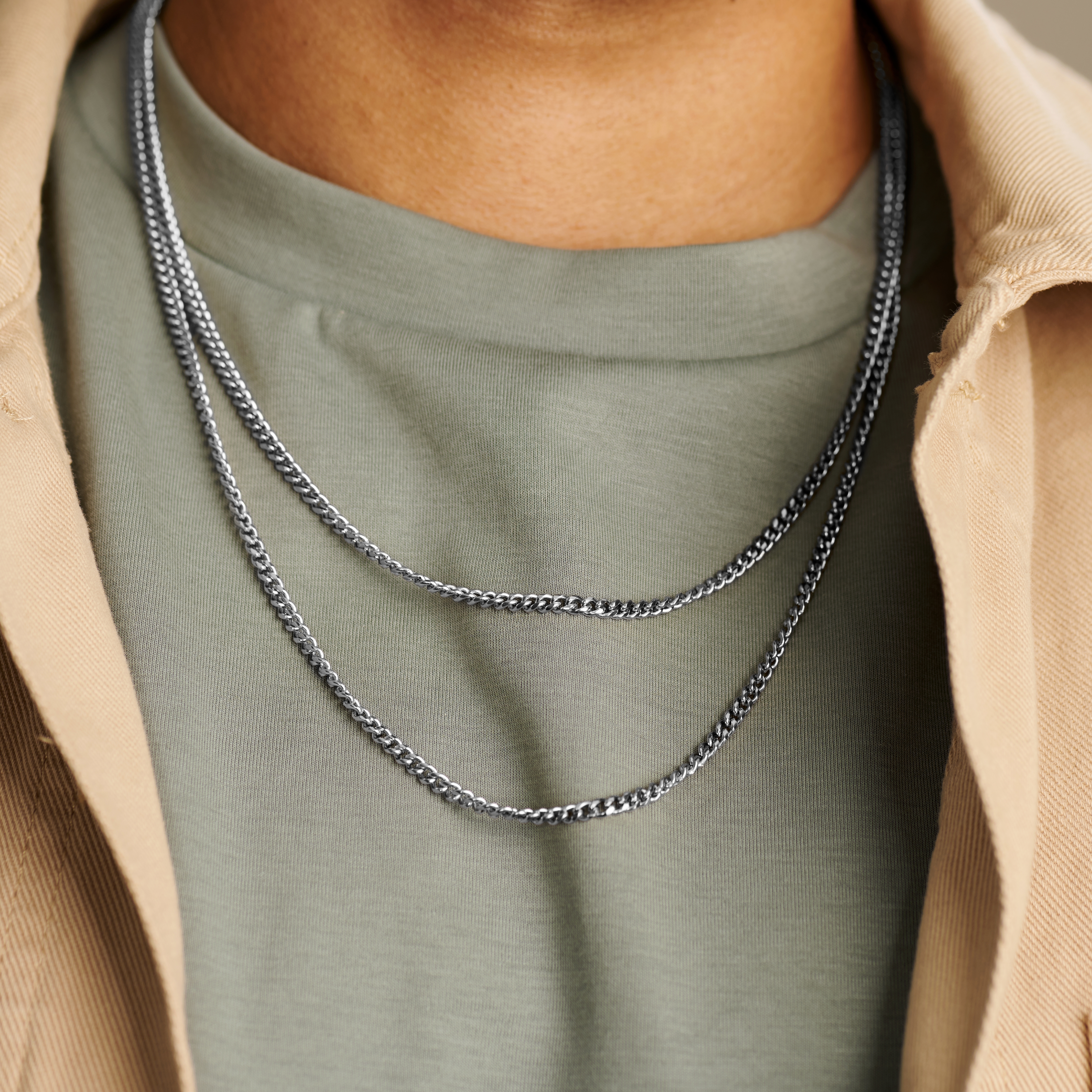 Rico Layered Silver-tone Double Chain Necklace - 3