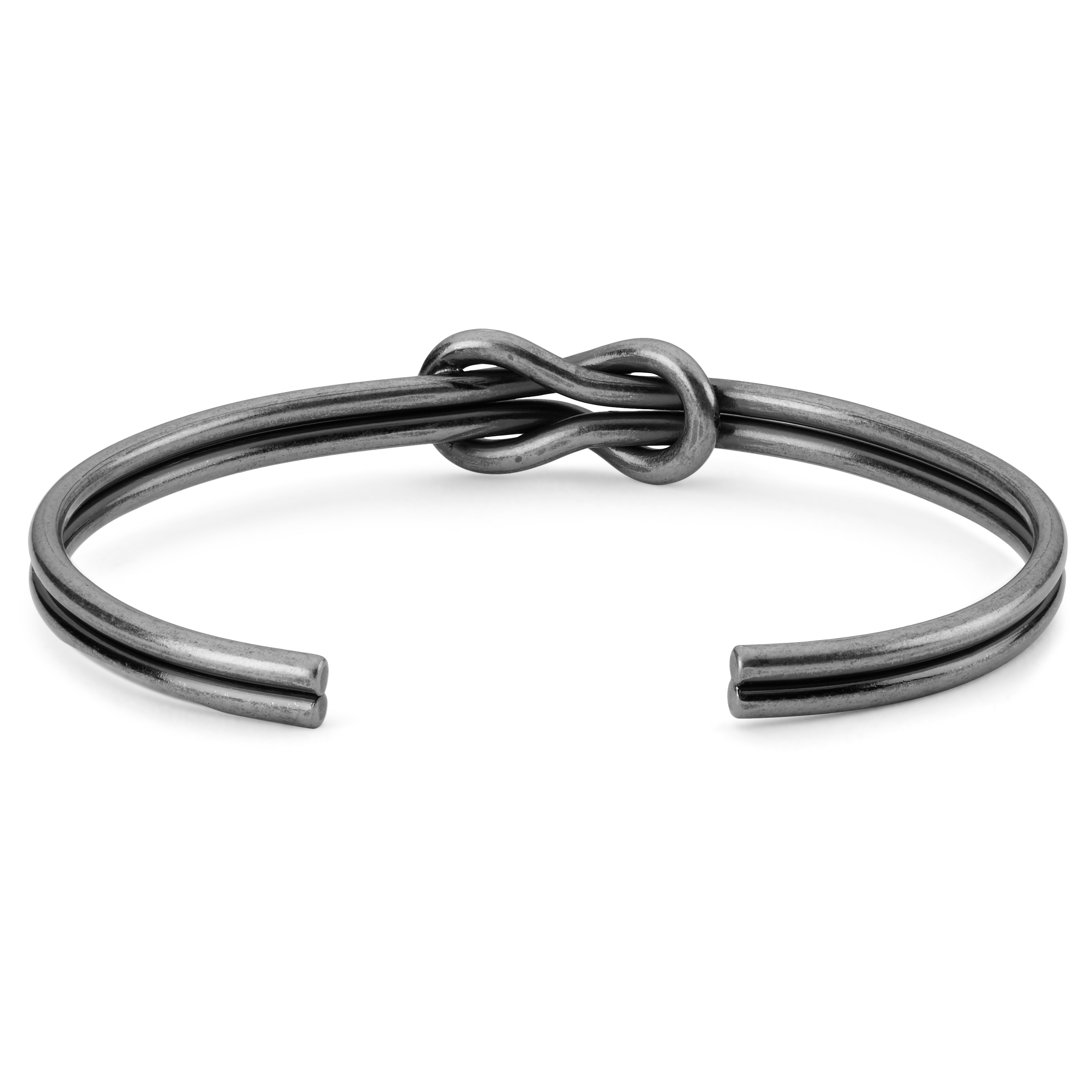 Hopeanvärinen vintagetyylinen ikuisuussolmu-rannerengas - 3