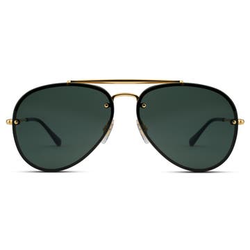 Occasus | Guldfärgade Pilotsolglasögon med Gröna Gradientglas
