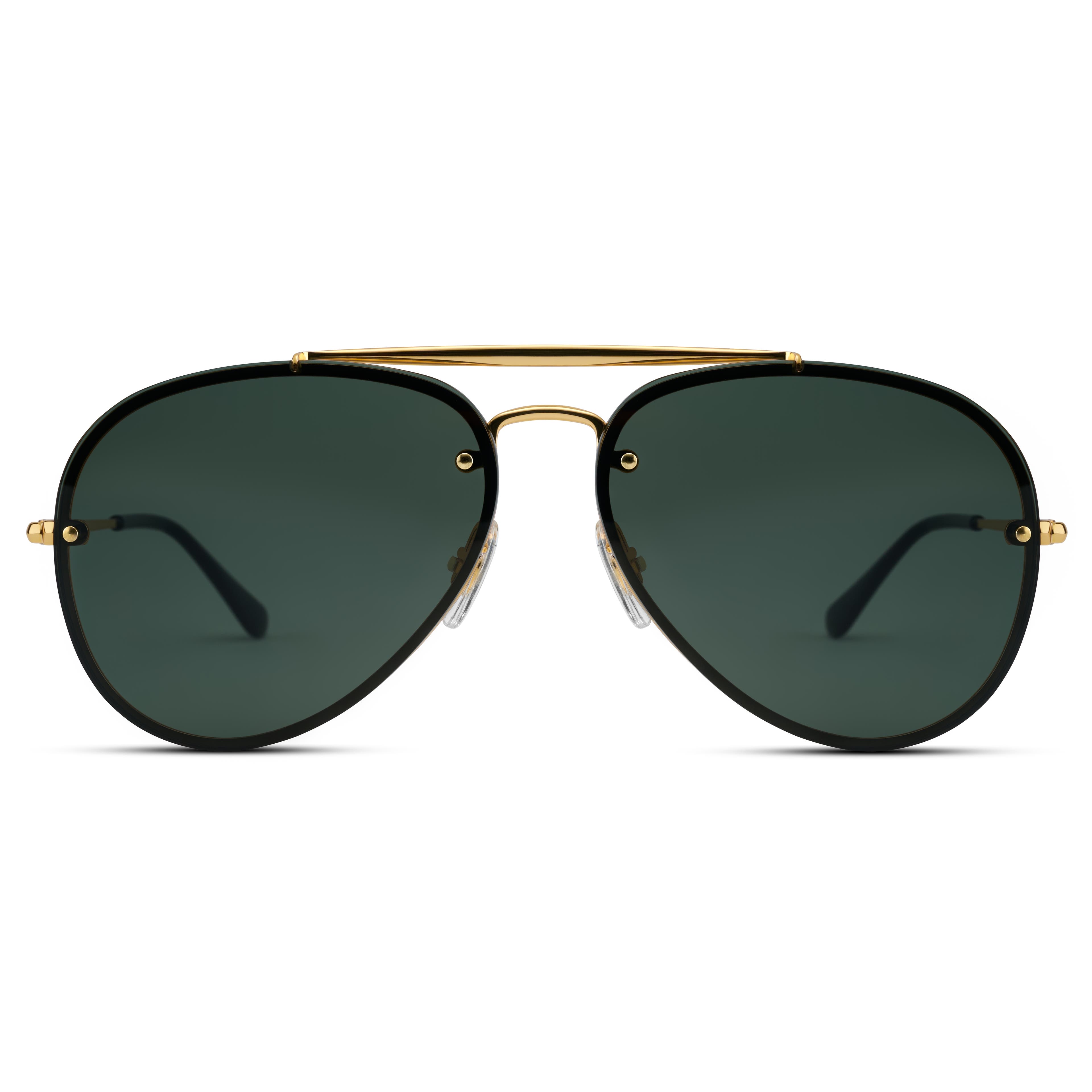 Occasus | Gradientné slnečné okuliare Aviator v zlatej a zelenej farbe