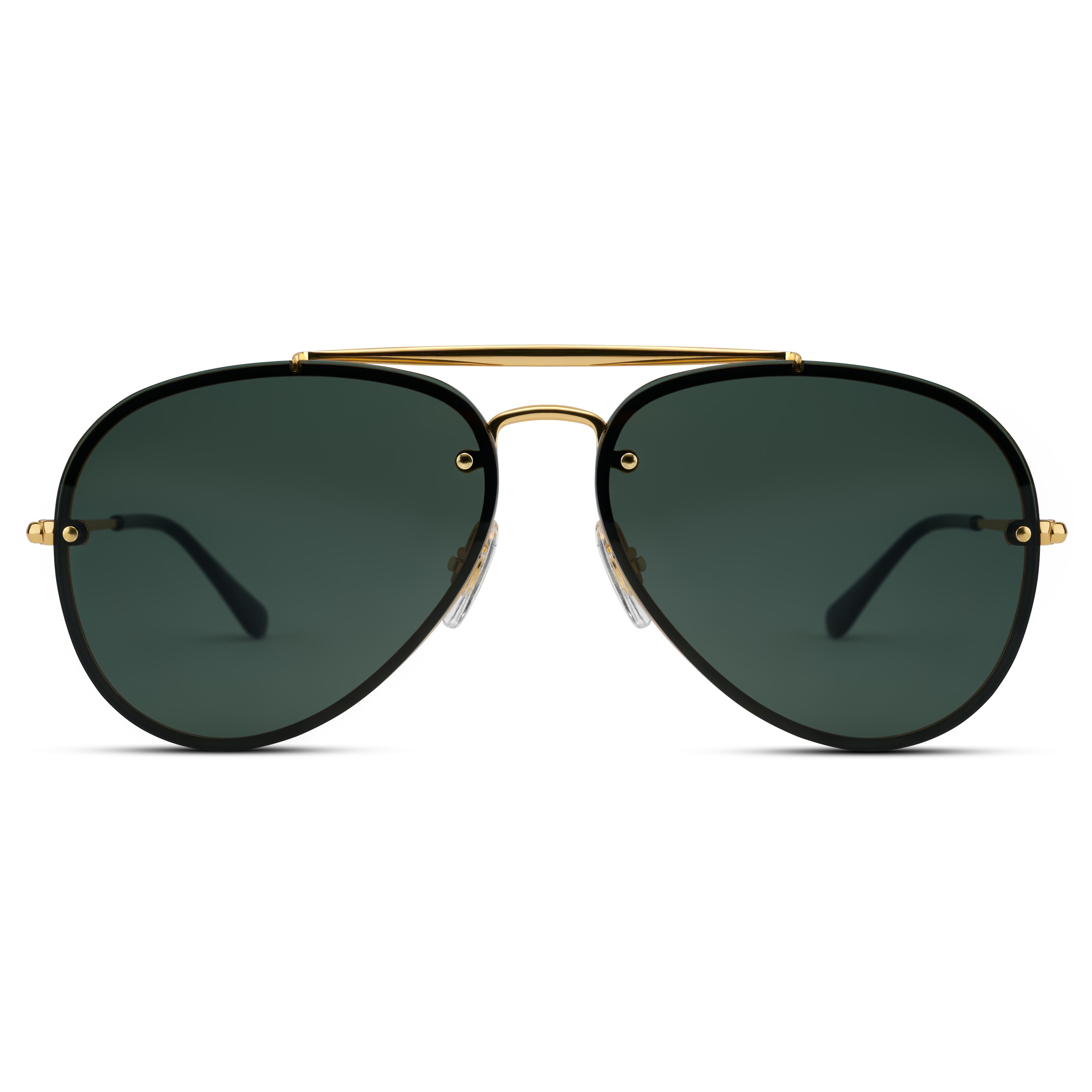 Occasus | Lunettes de soleil Aviator dorées à verres verts dégradés 