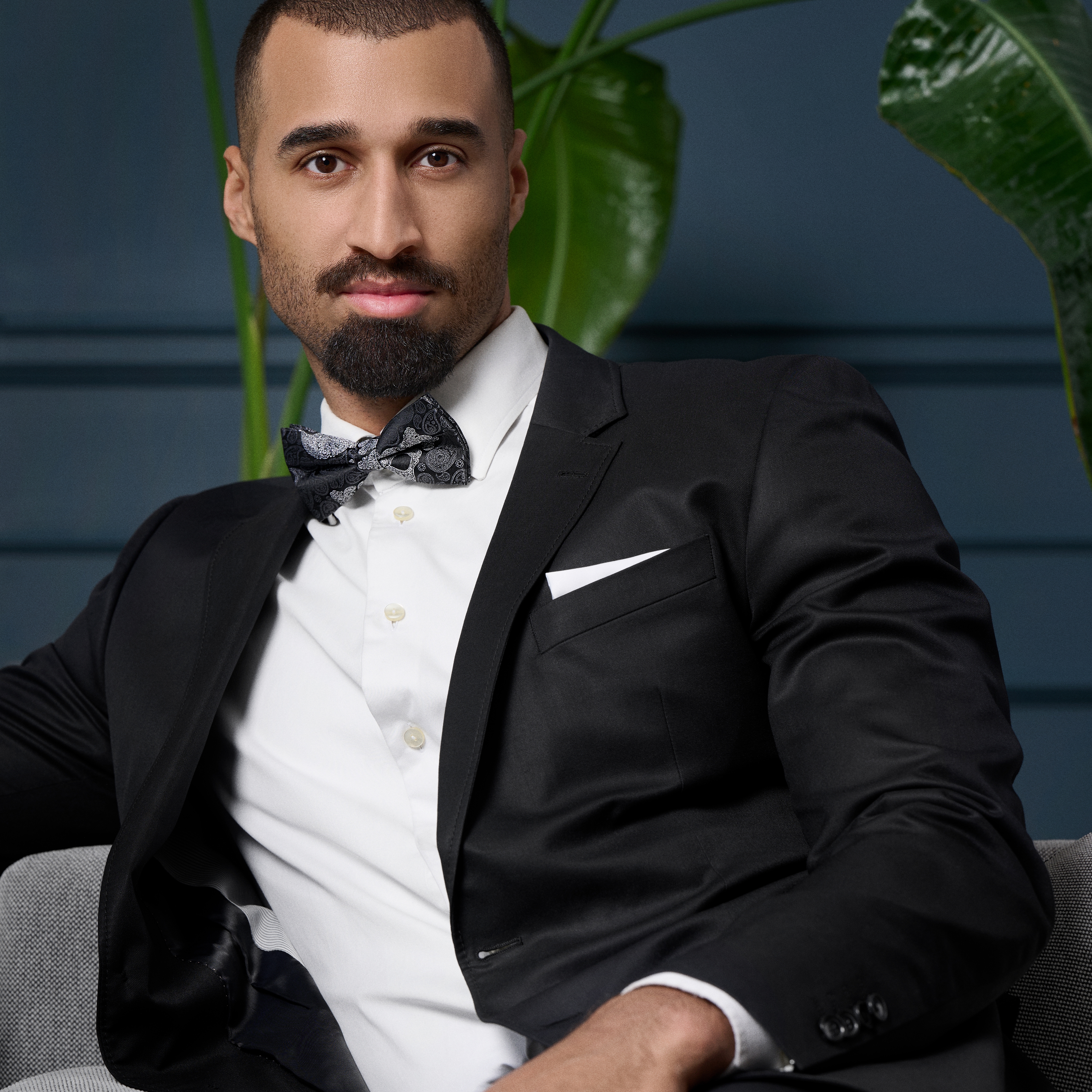 Μαύρο &amp; Γκρι Paisley Μεταξωτό Προδεμένο Παπιγιόν Skull - 4