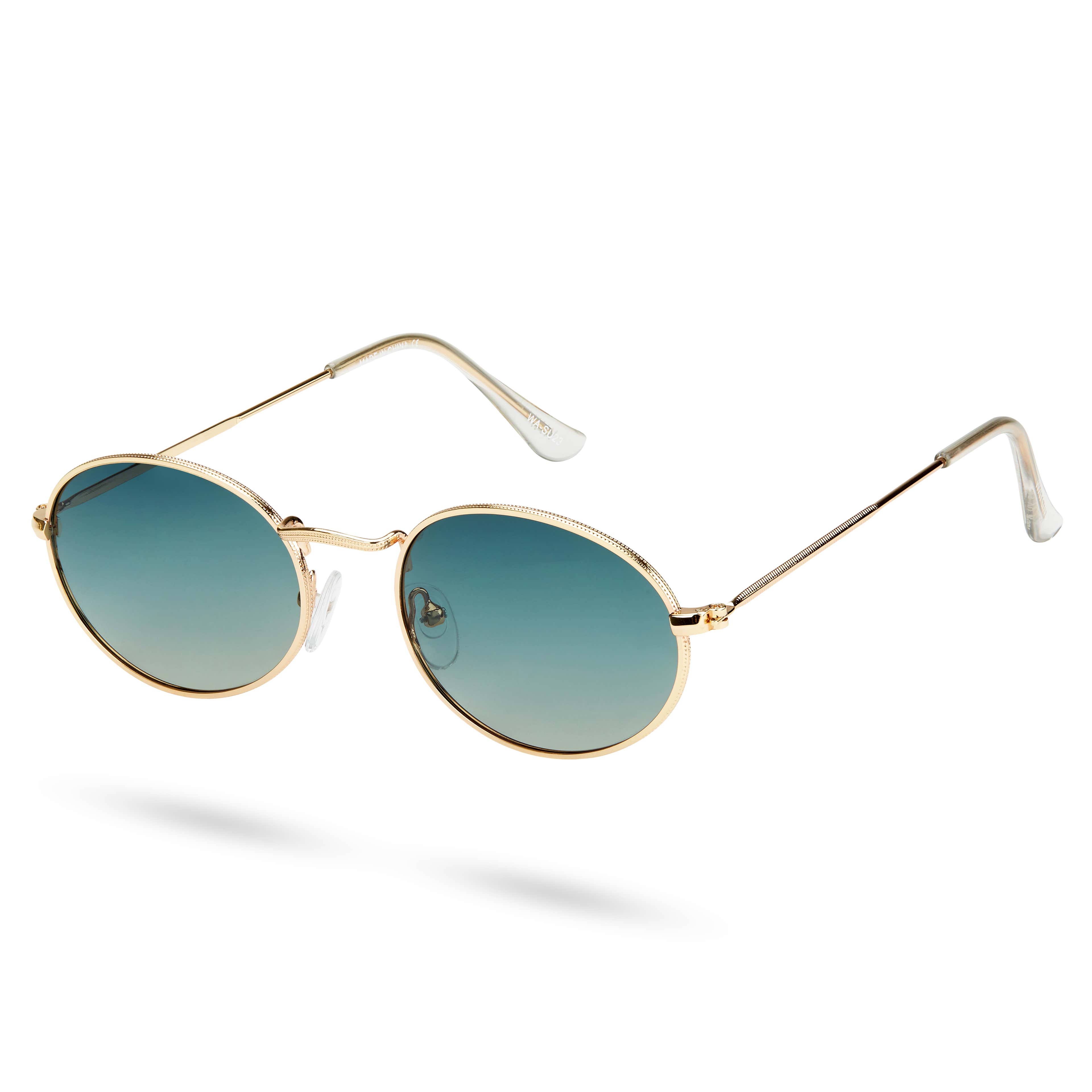 Ambit Gold-Tone & Green Oval Sunglasses 