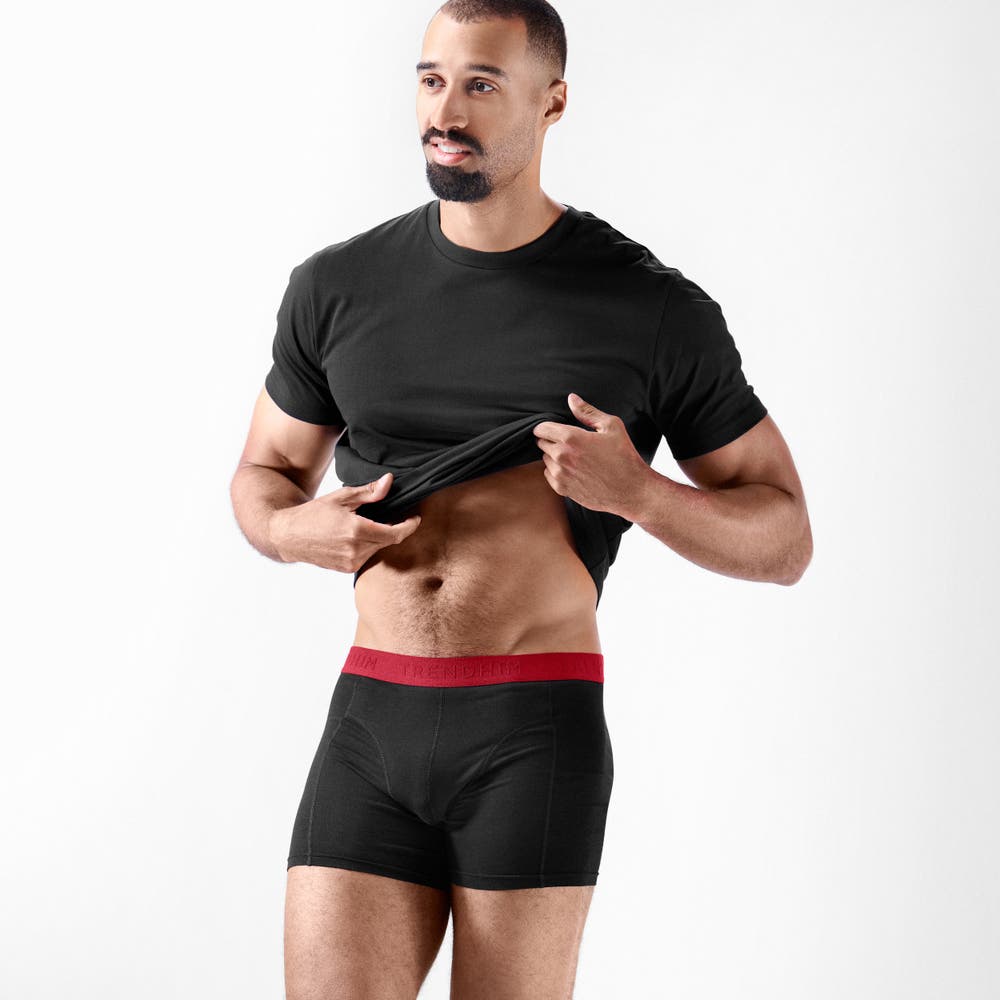 hover: FreeFeel | Black Bamboo Boxer Briefs with Red Waistband hover: FreeFeel | Black Bamboo Boxer Briefs with Red Waistband