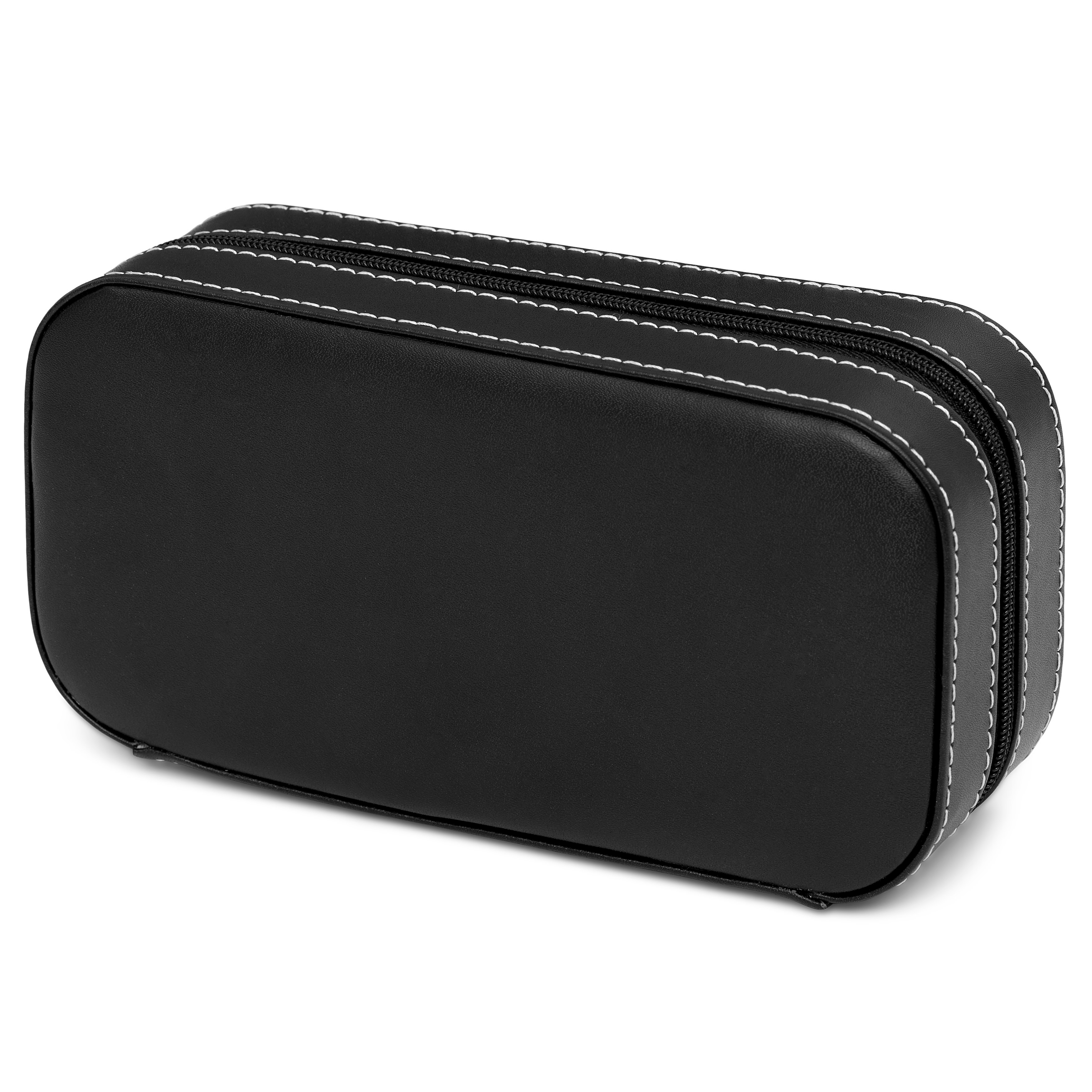 Črn potovalni etui za ure - za 2 uri - 3