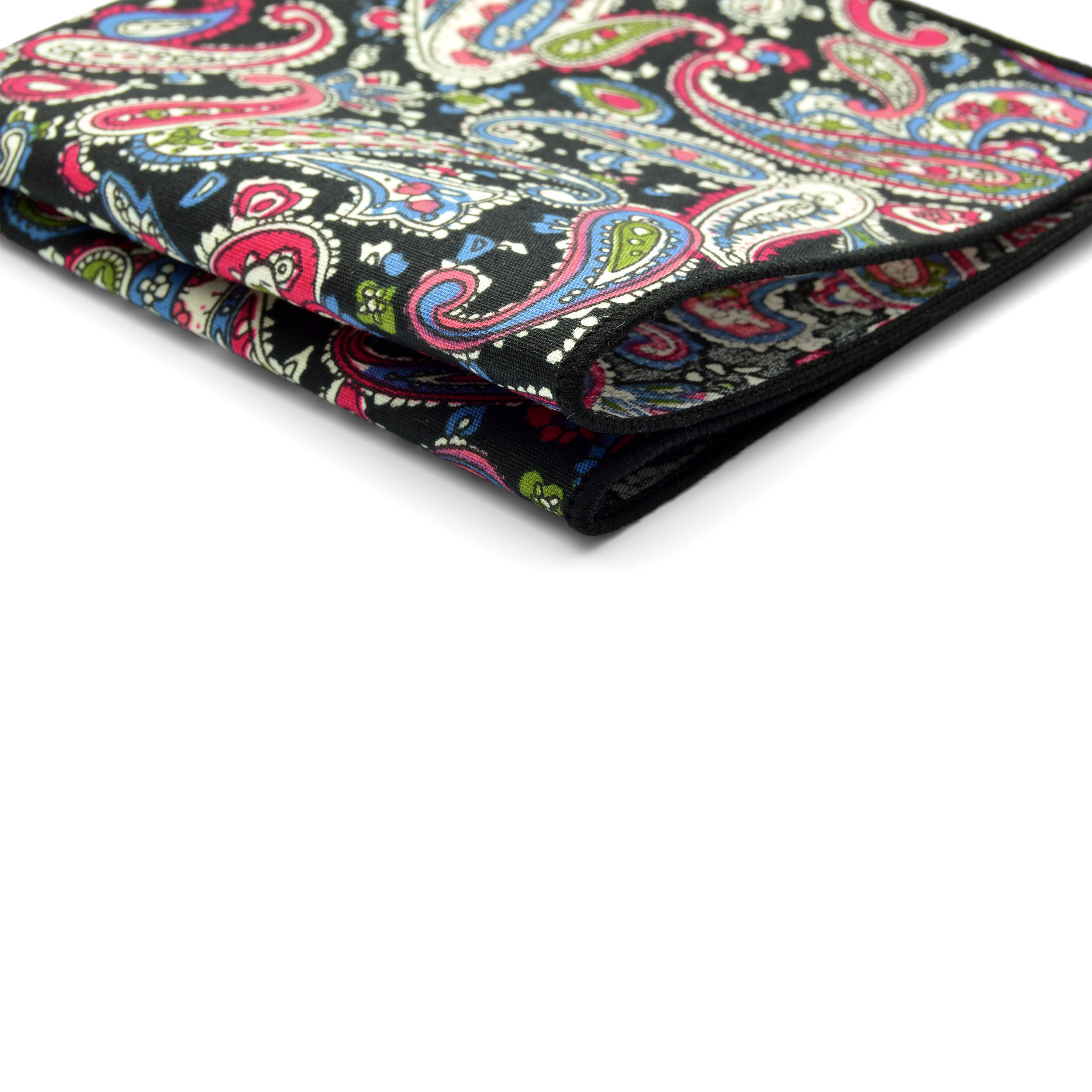 Blått/Rødt Retro Bomull Lommetørkle - 2