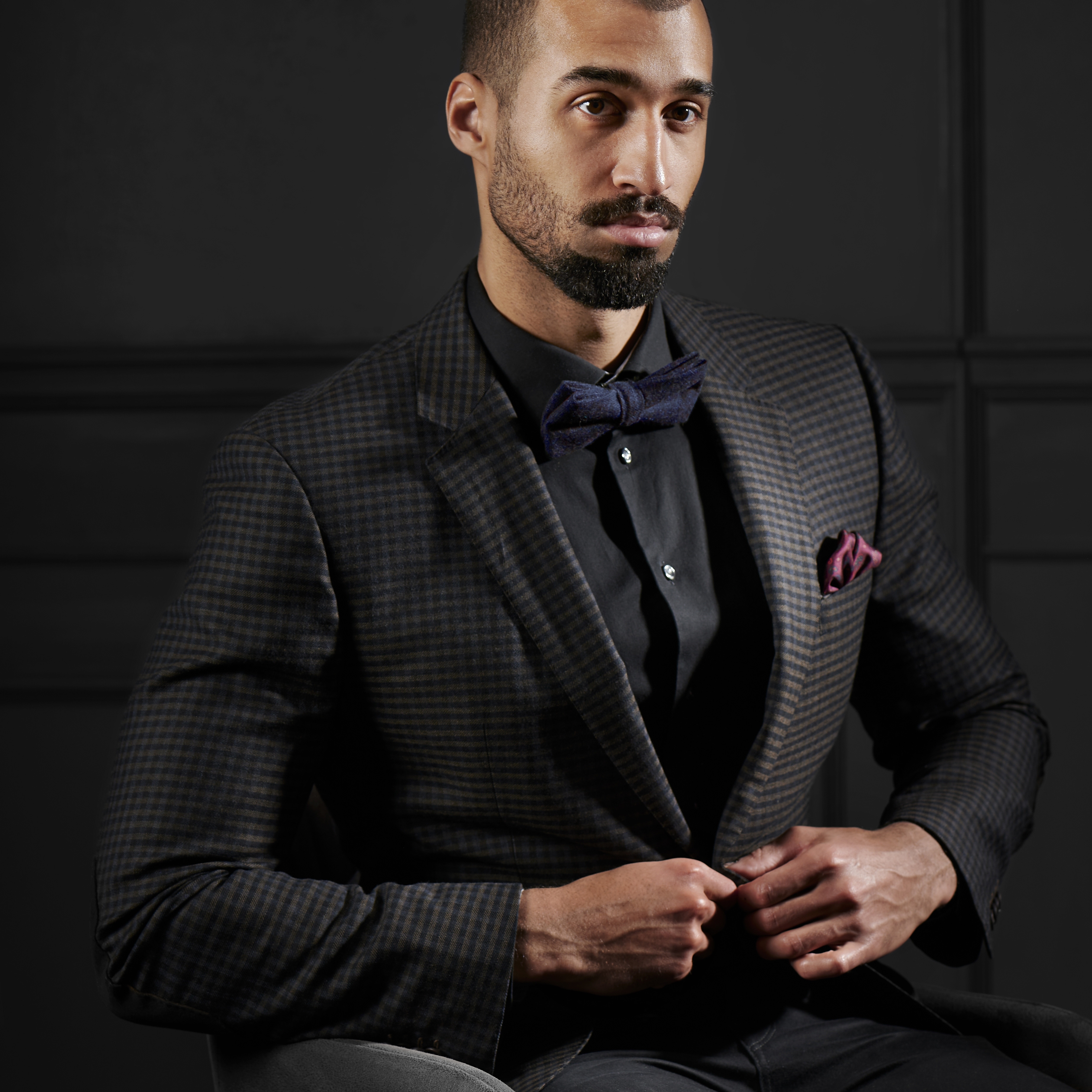 Navy Wool Pre-Tied Bow Tie - 4