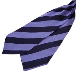 Pastelowy niebiesko-ciemnogranatowy krawat jedwabny w paski