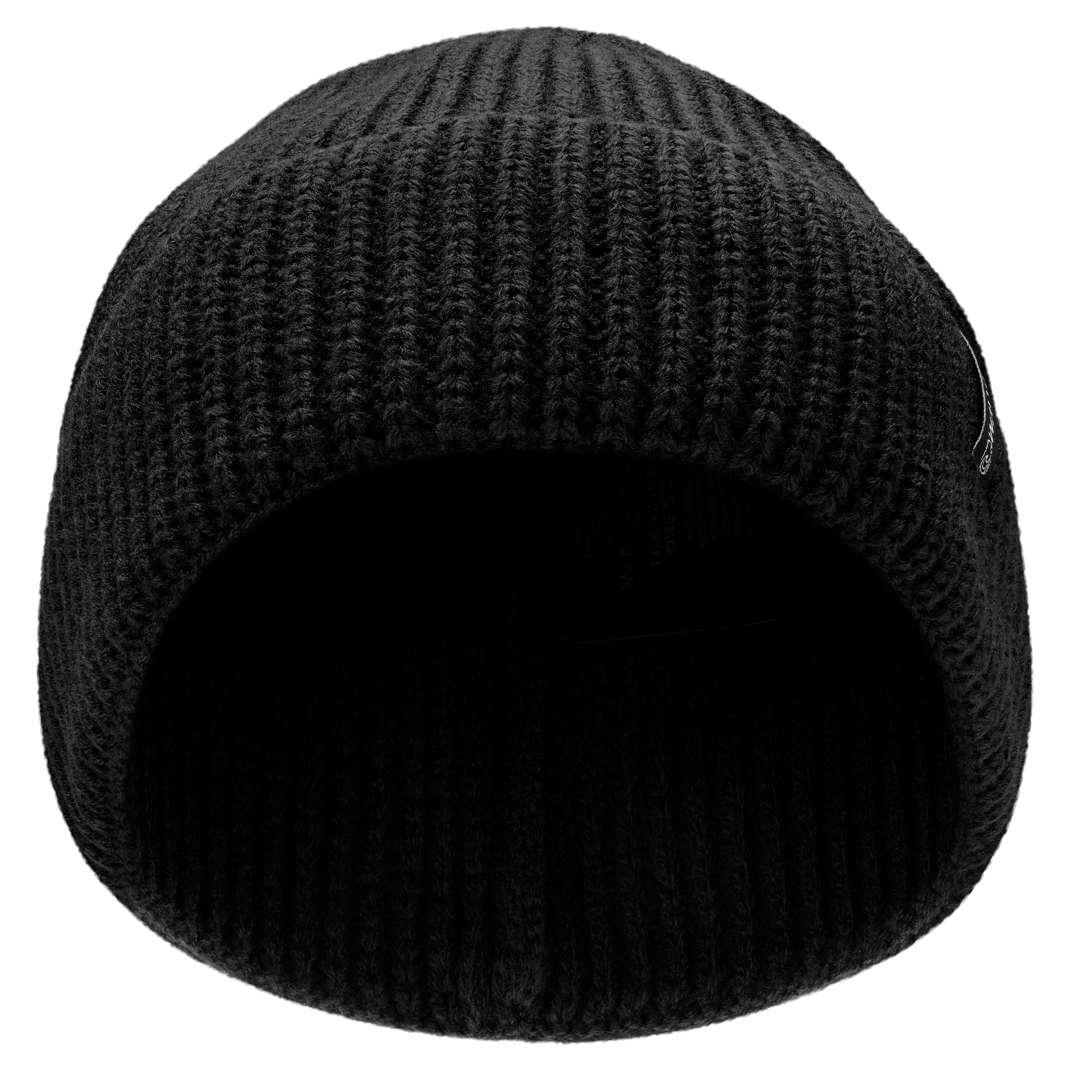 Baltic | Black Rib Knitted Acrylic Beanie - 2