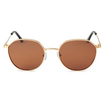 Thea | Gold-Tone, Terracotta & Black Stainless Steel Sunglasses