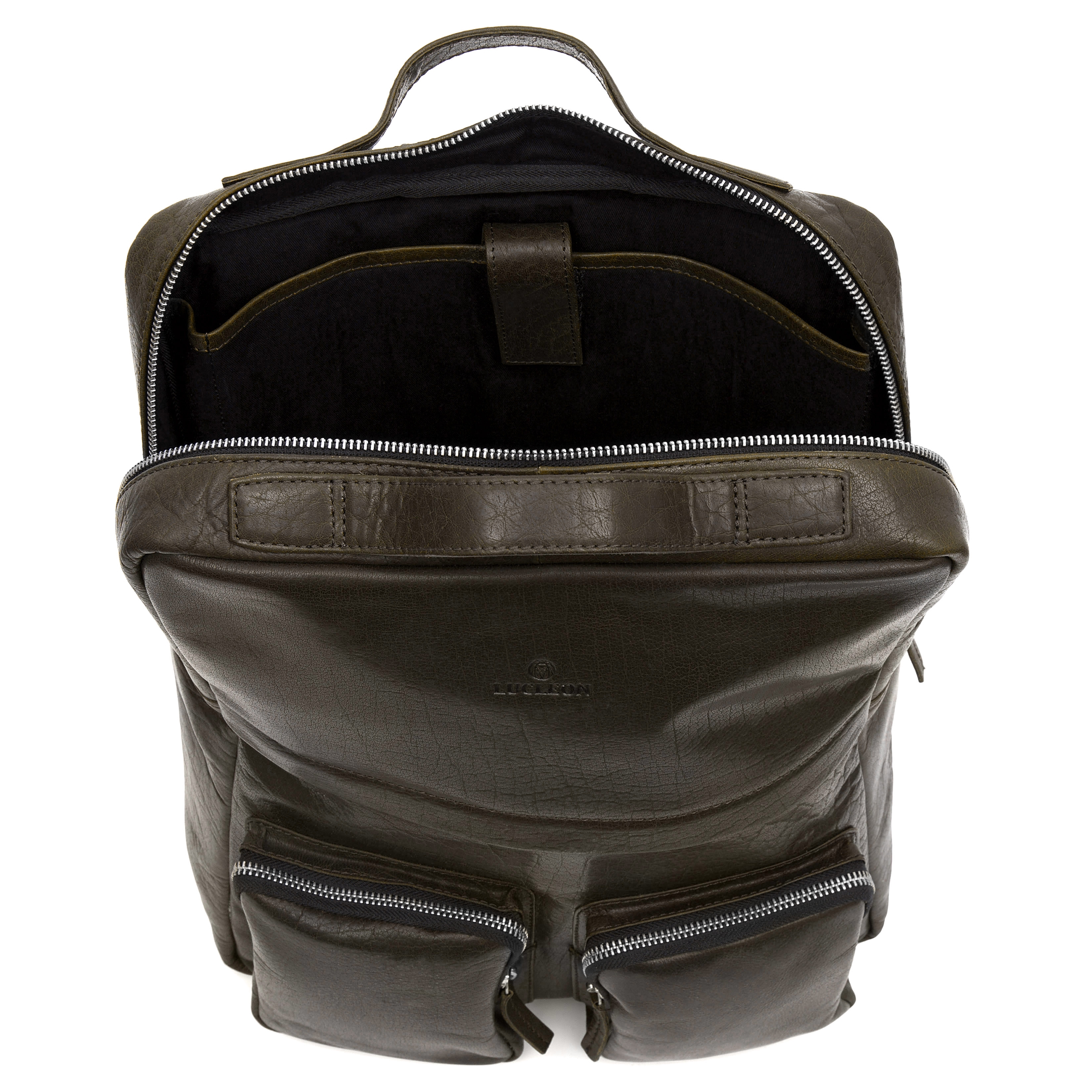 Montreal Retro olivový kožený batoh - 5