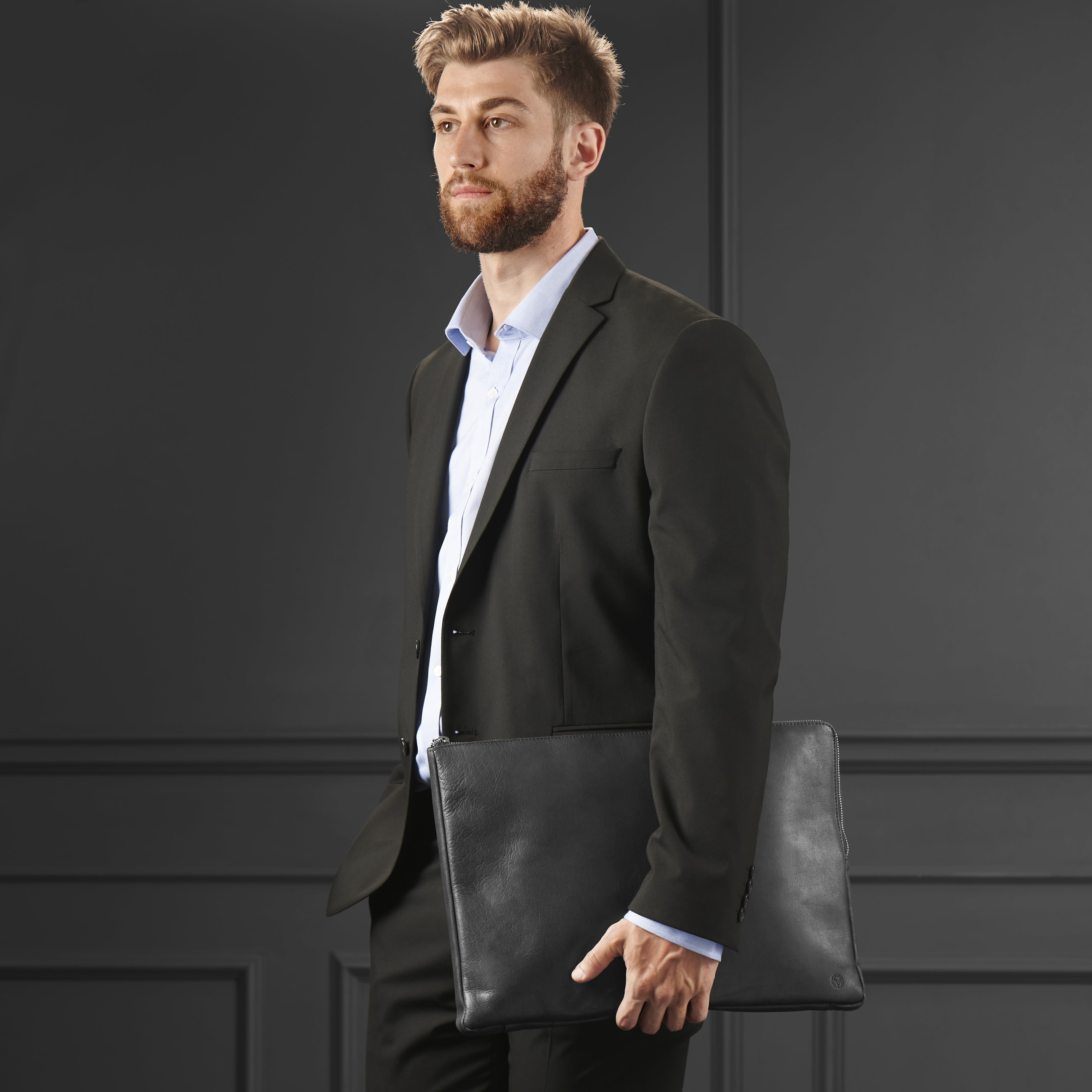 Funda para el portátil de cuero negro Montreal - 6