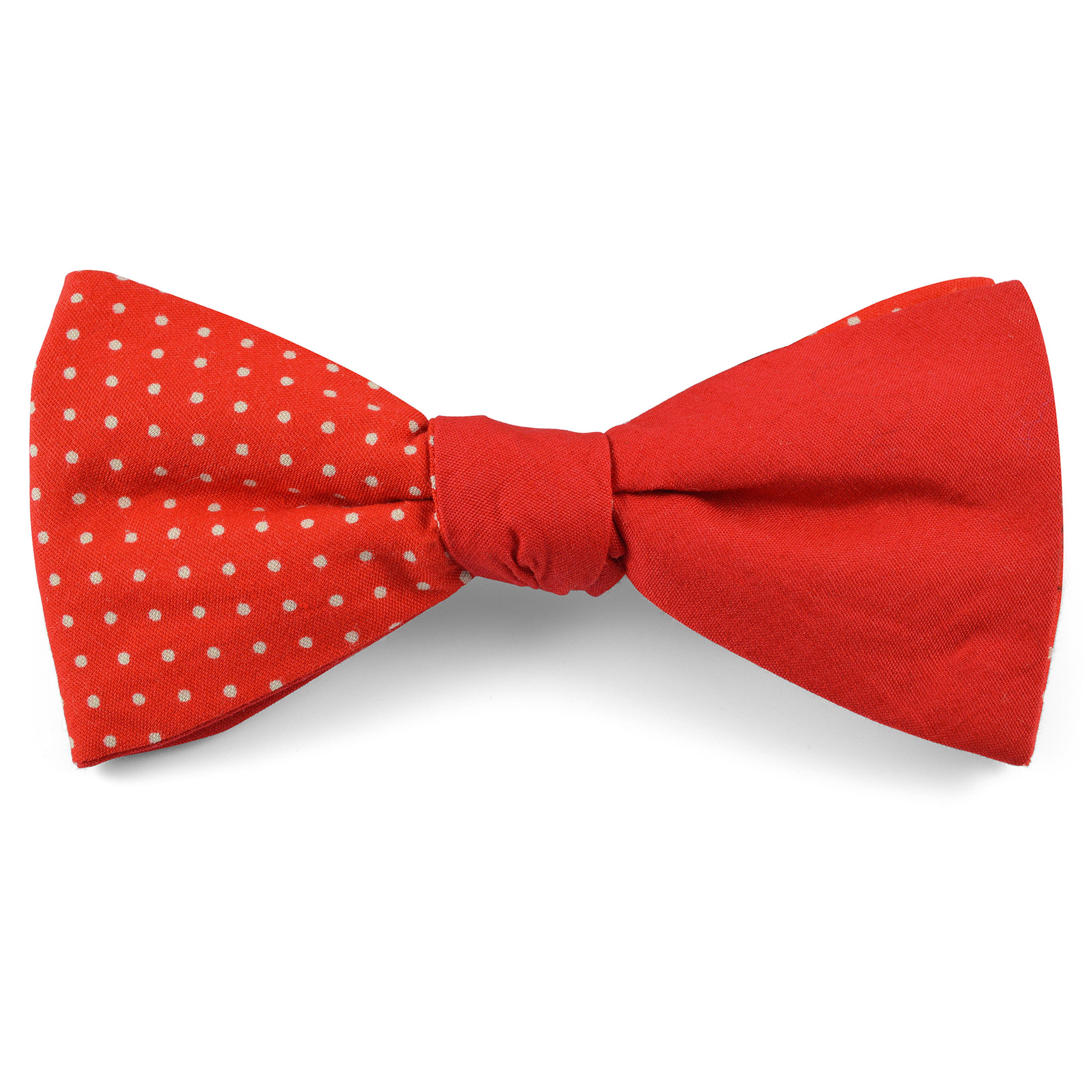 Cherry Red & White Dotted Cotton Pre-Tied Bow Tie