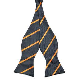Gunmetal & True Orange Striped Self-Tie Bow Tie