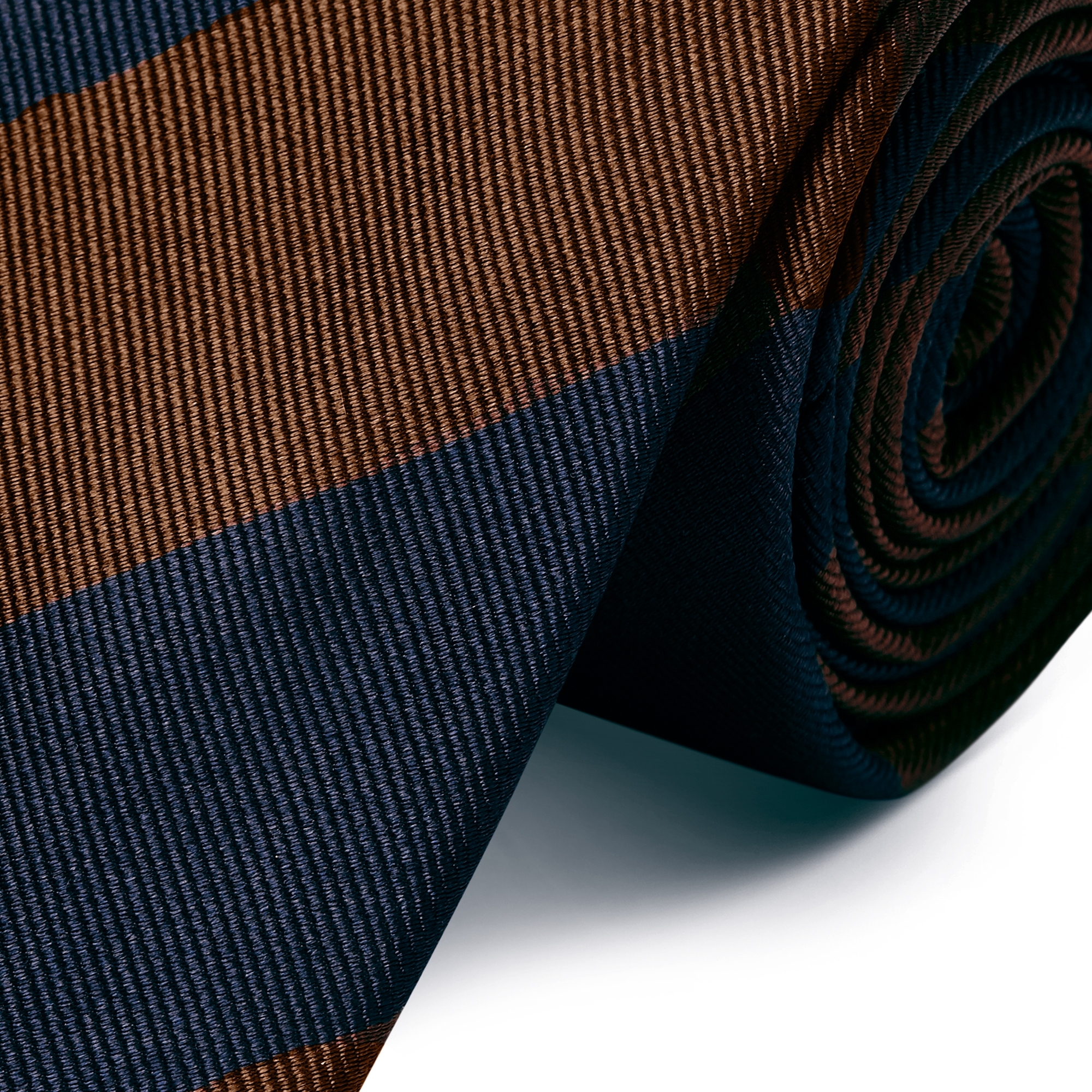 Cravate en soie à rayures bleu marine et marron - 6 cm - 2