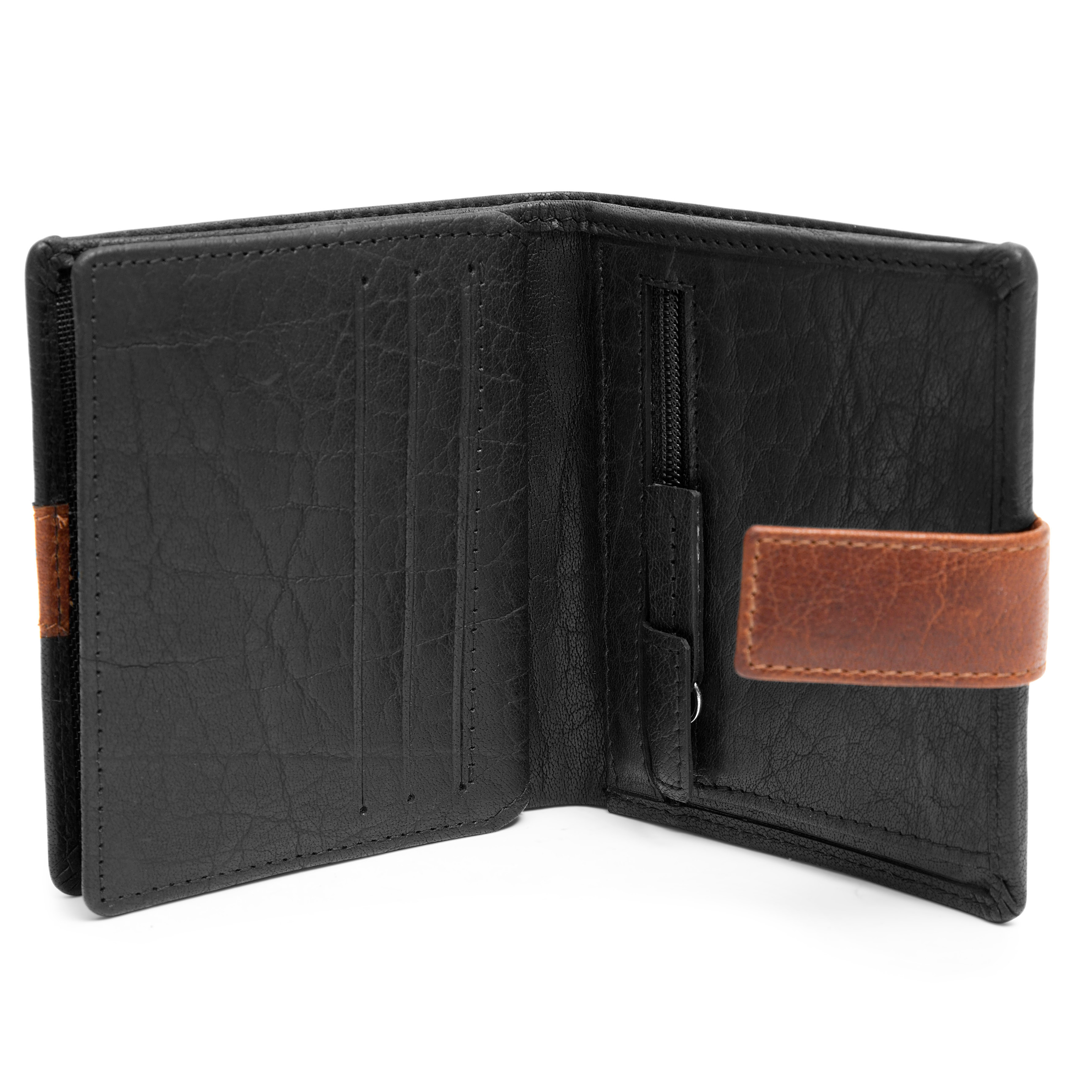 Portefeuille Montreal vertical en cuir noir et marron RFID - 2