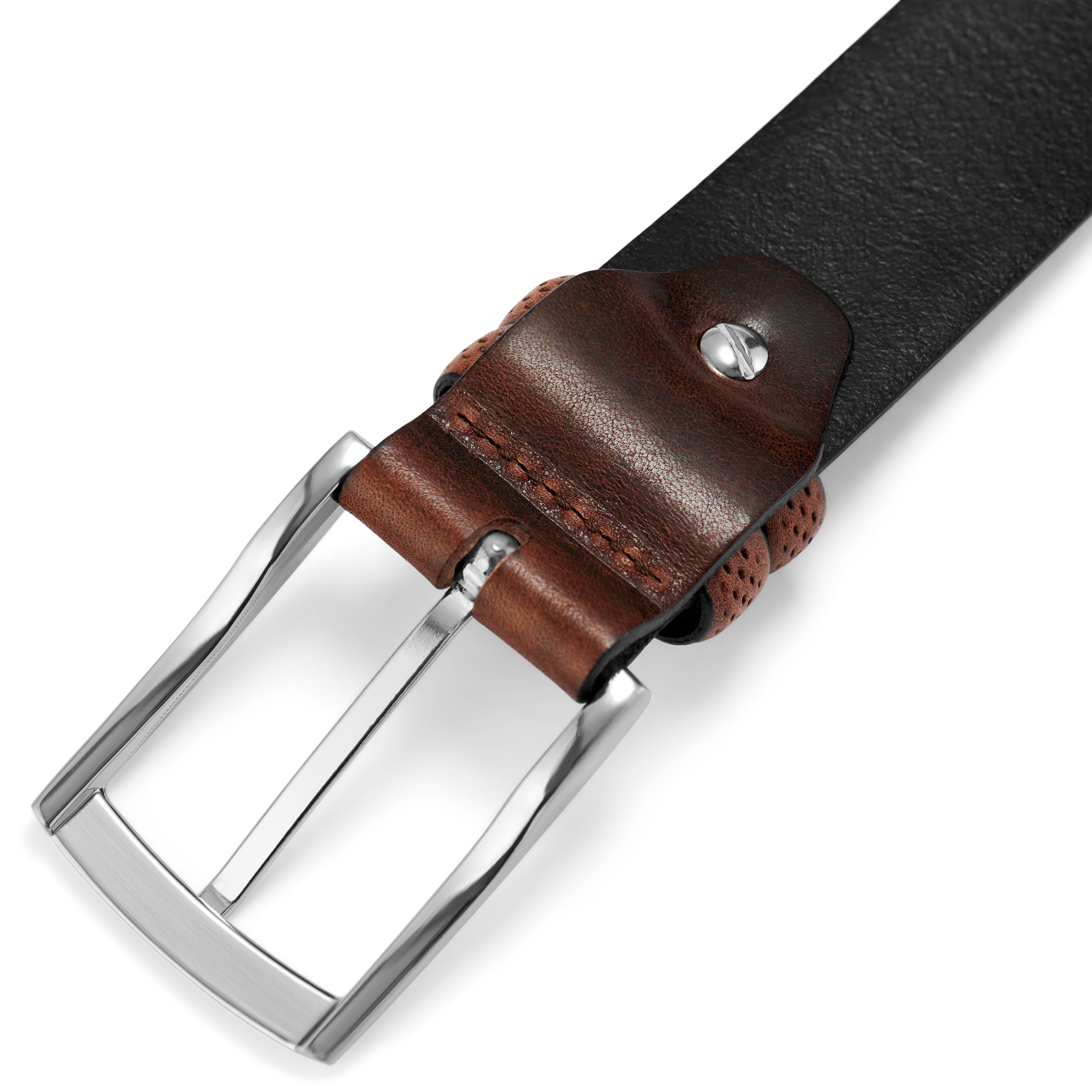Brown Dotted Full Grain Leather Belt - 5