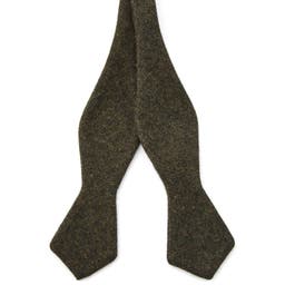 Olive Green Wool Self-Tied Bow Tie