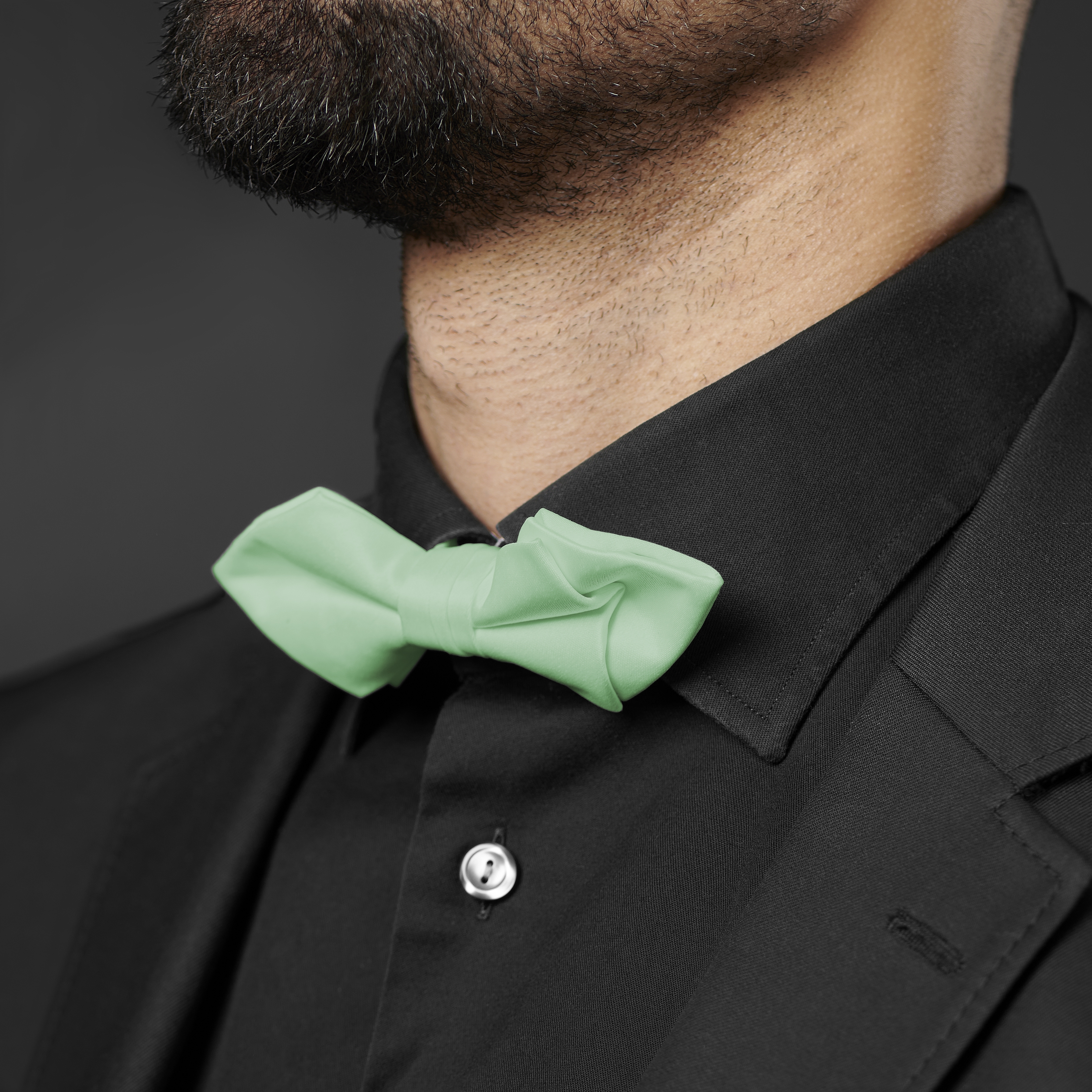 Mint Green Basic Pointy Pre-Tied Bow Tie - 3