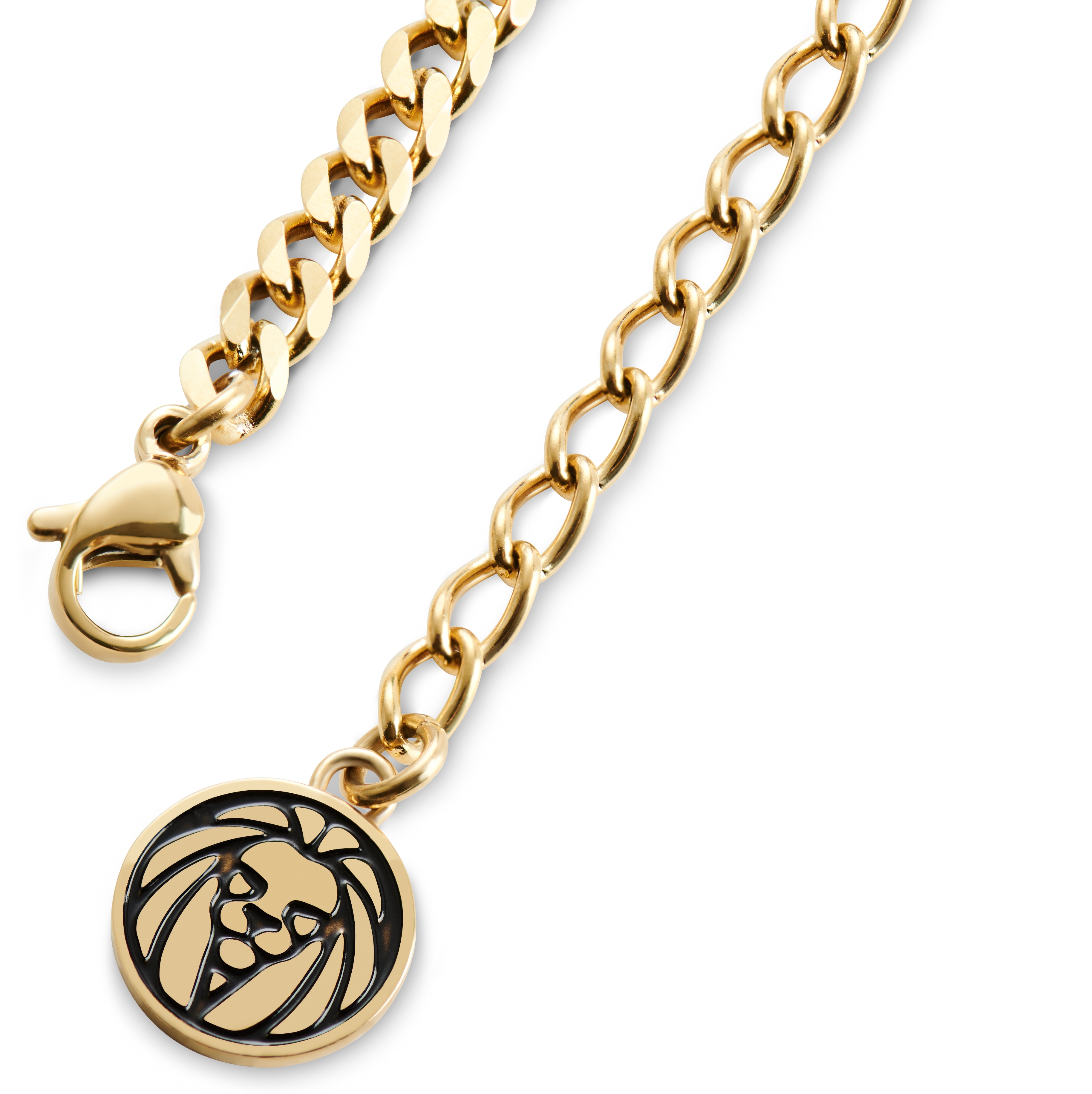Icarus | Gold-Tone Dog Tag With Lucleon Logo Box Curb Chain Necklace - 6
