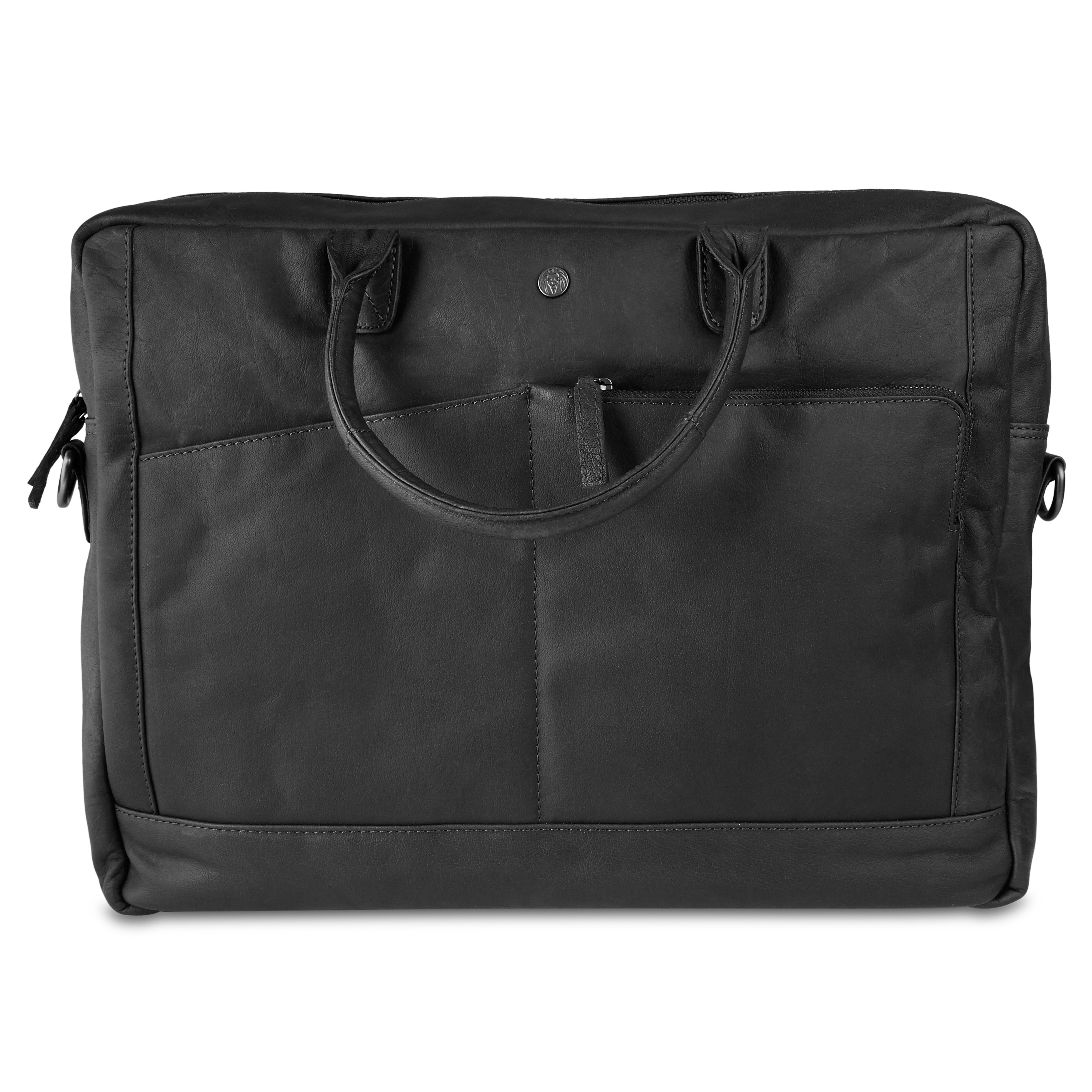 Oxford Classic Black Laptop Leather Bag - 2