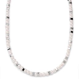 Ocata | Silver-tone Stainless Steel & Pearl Necklace