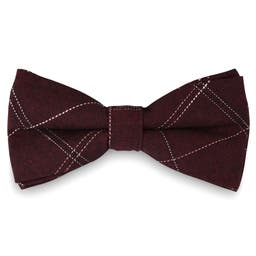 Burgundy Stitched Pre-Tied Bow Tie