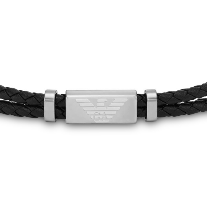 Dvojitý kožený splétaný náramek s logem Emporio Armani Eagle - 2