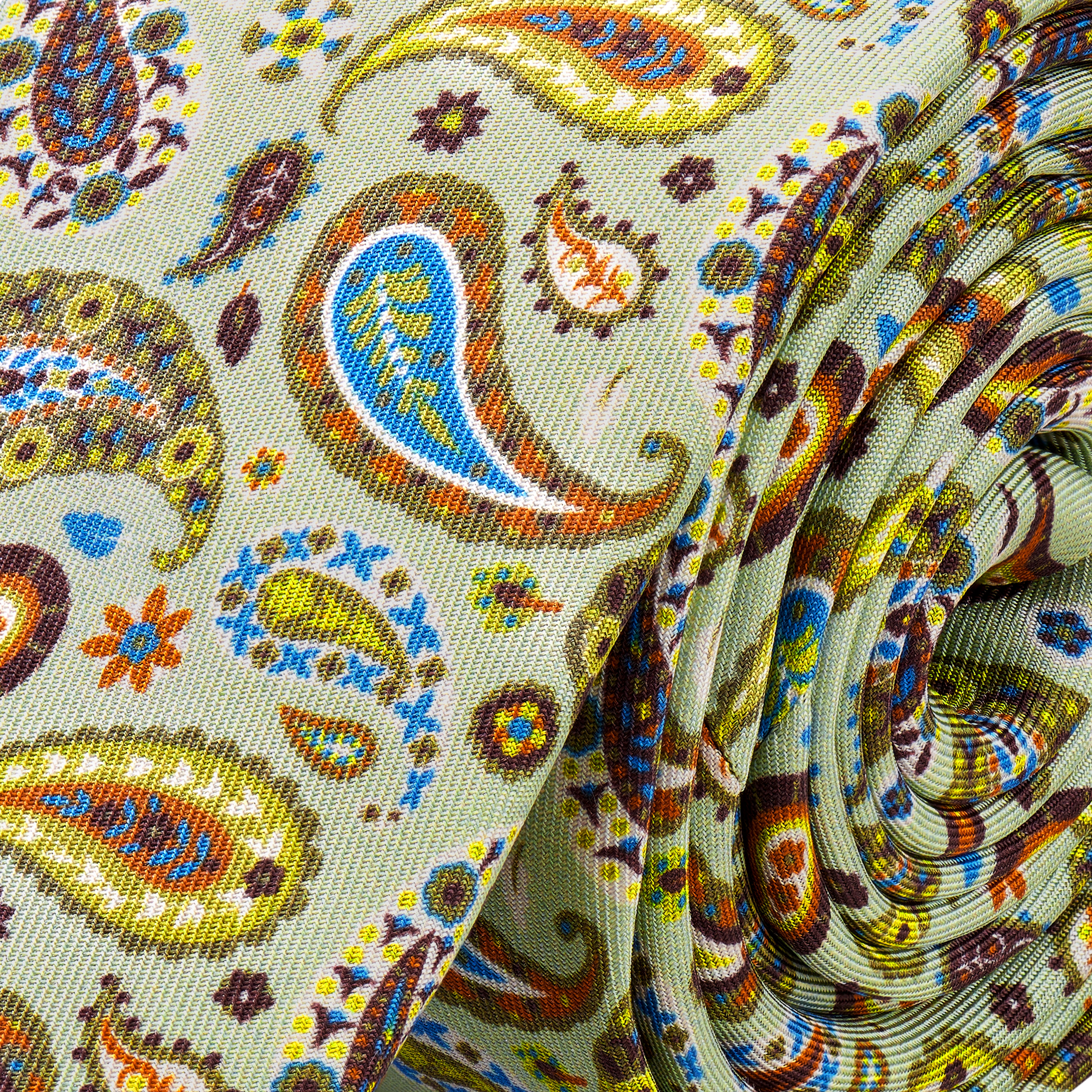 Virtuo | Cravatta in seta con motivo paisley verde menta | 6 cm - 2