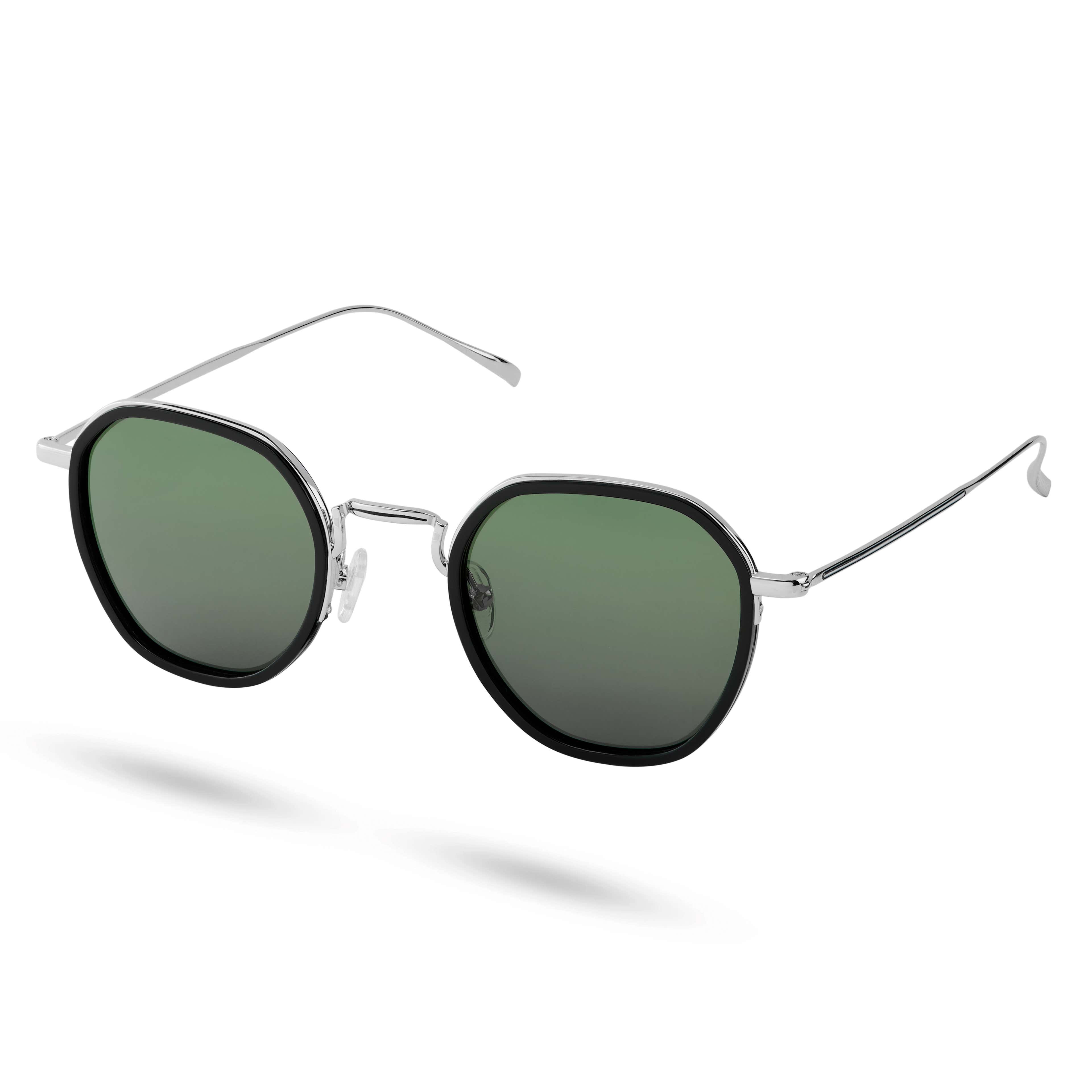  Polarisierte Sonnenbrille Silberfarben & Grüne Verlaufsgläser Wylie Thea