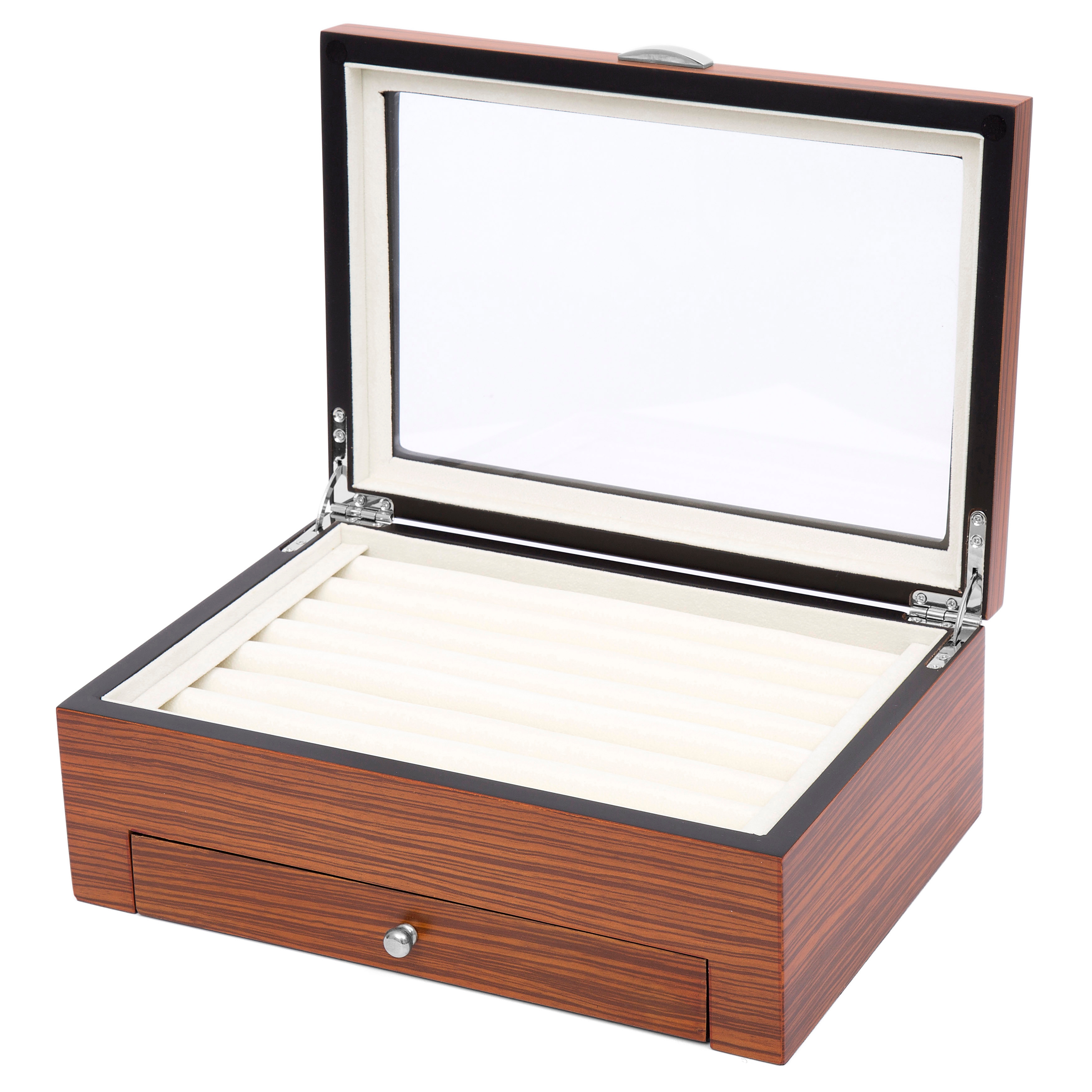 Caja de madera de zebrano para gemelos con 2 niveles - 3