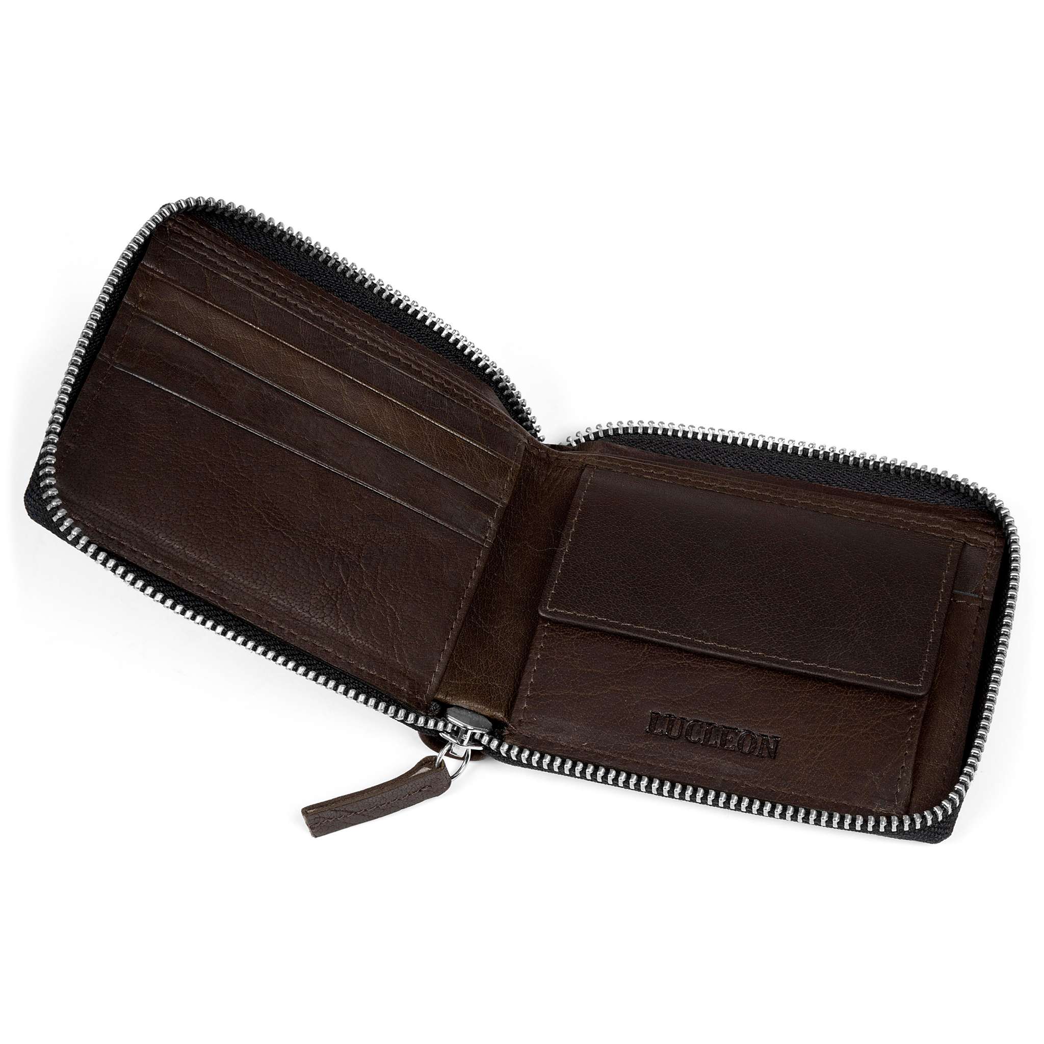 NAPA HIDE Portafoglio Uomo In Pelle Marrone – Con Protezione RFID – 11,4 X 9,4 Cm - 2