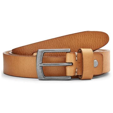 Slim Tan Italian Leather Belt