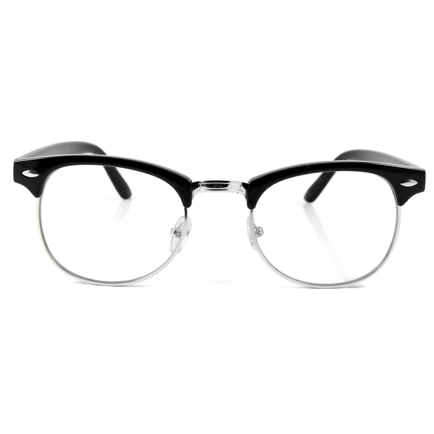 Gafas transparentes vintage negro y plateado - 1