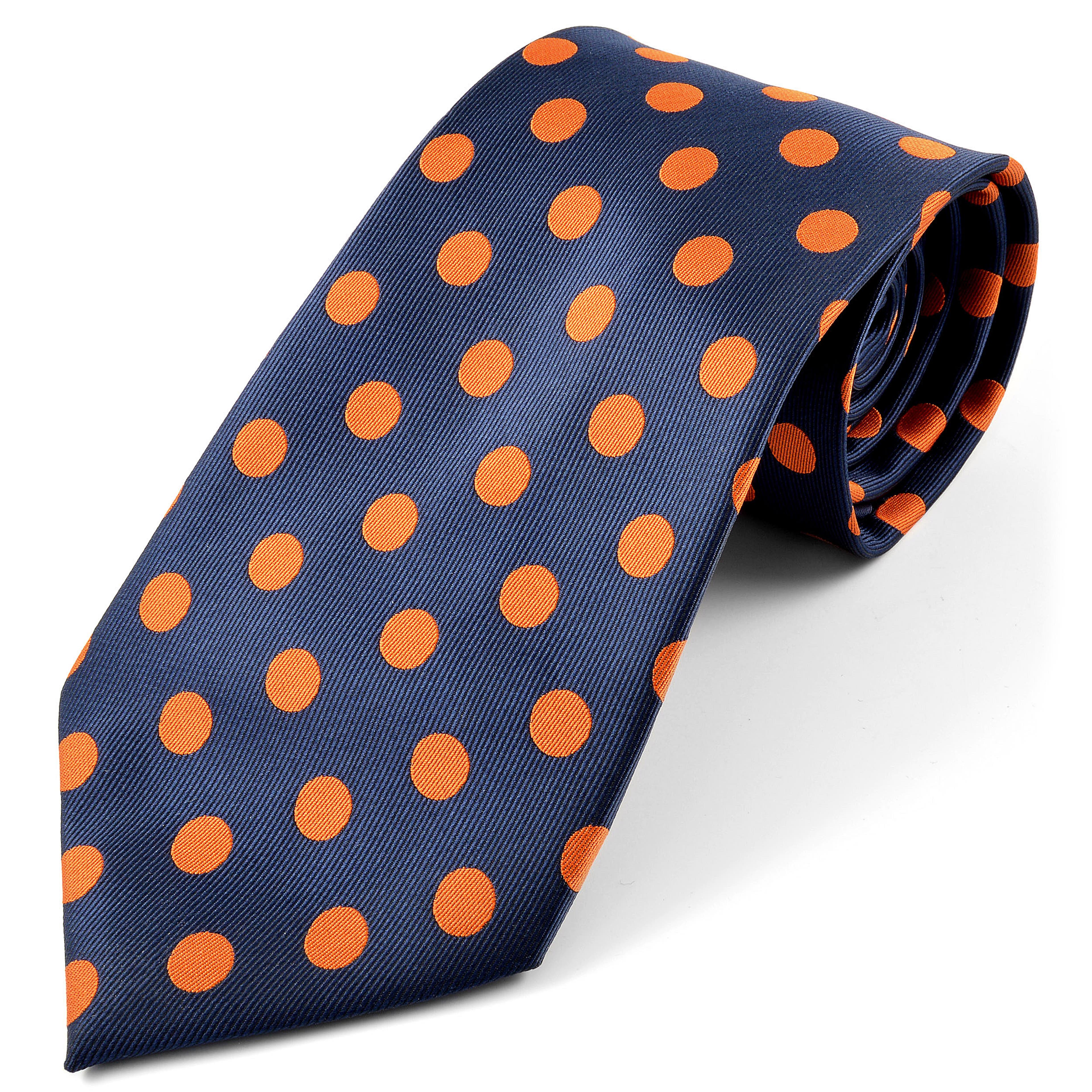 Hedvábná kravata s oranžovými puntíky