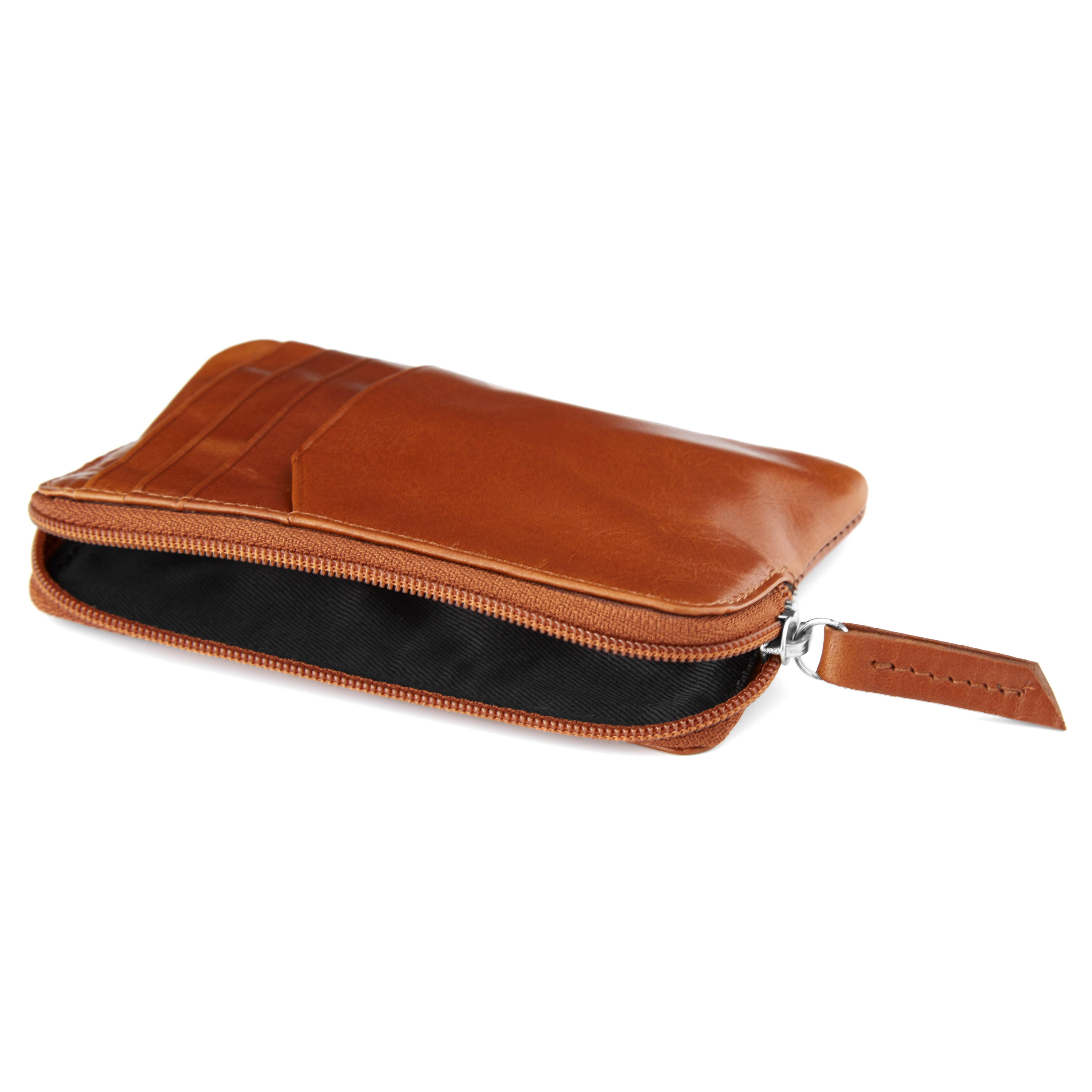 Lysebrun Jasper Læderpung med Lynlås - 2