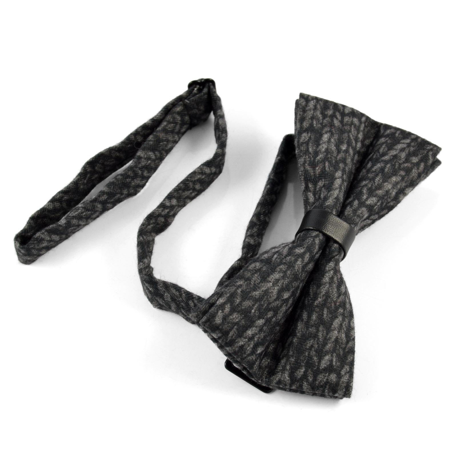 Pajarita de lana de plumas gris  - 2