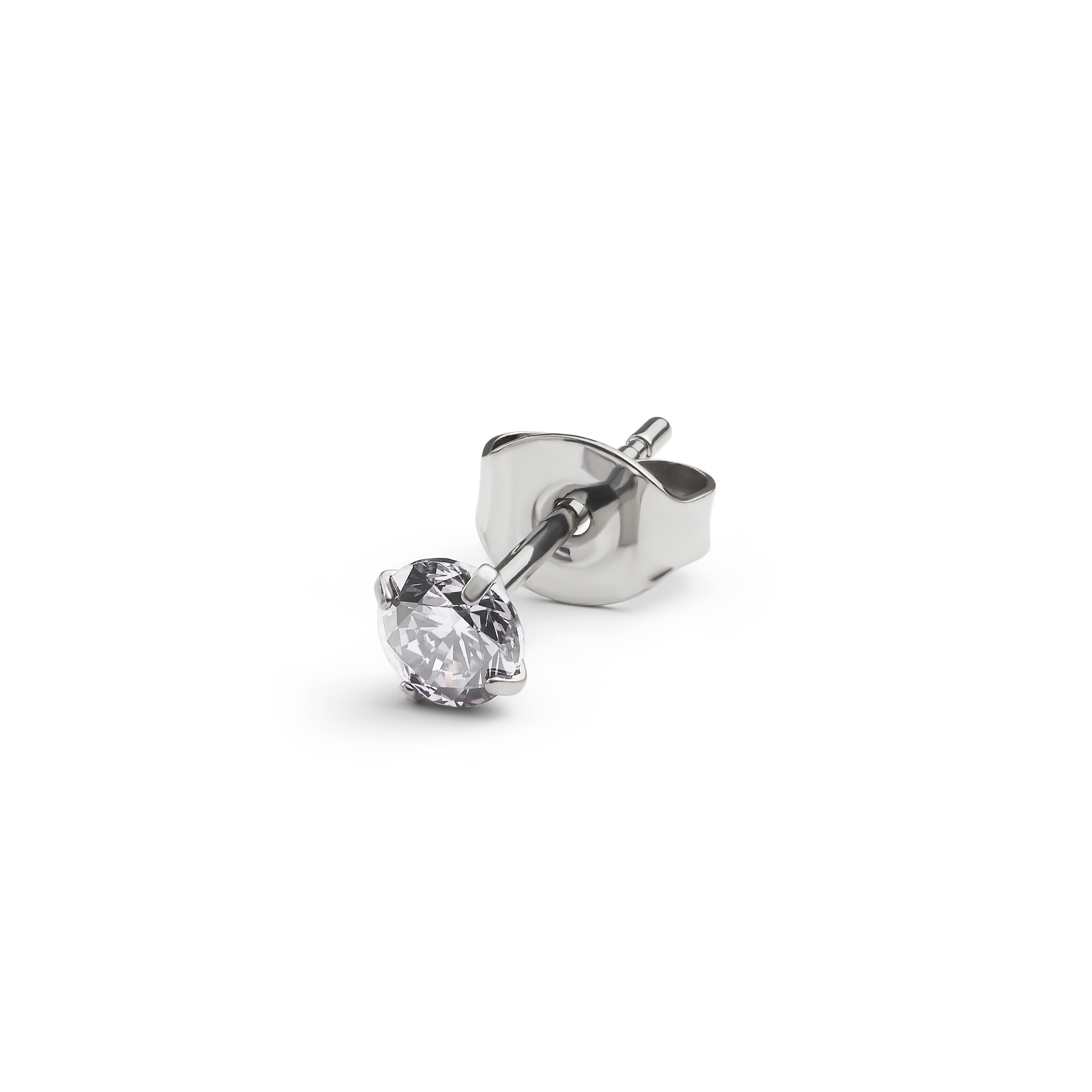Aura | 4 mm pendiente de botón de titanio con circonita blanca - 1