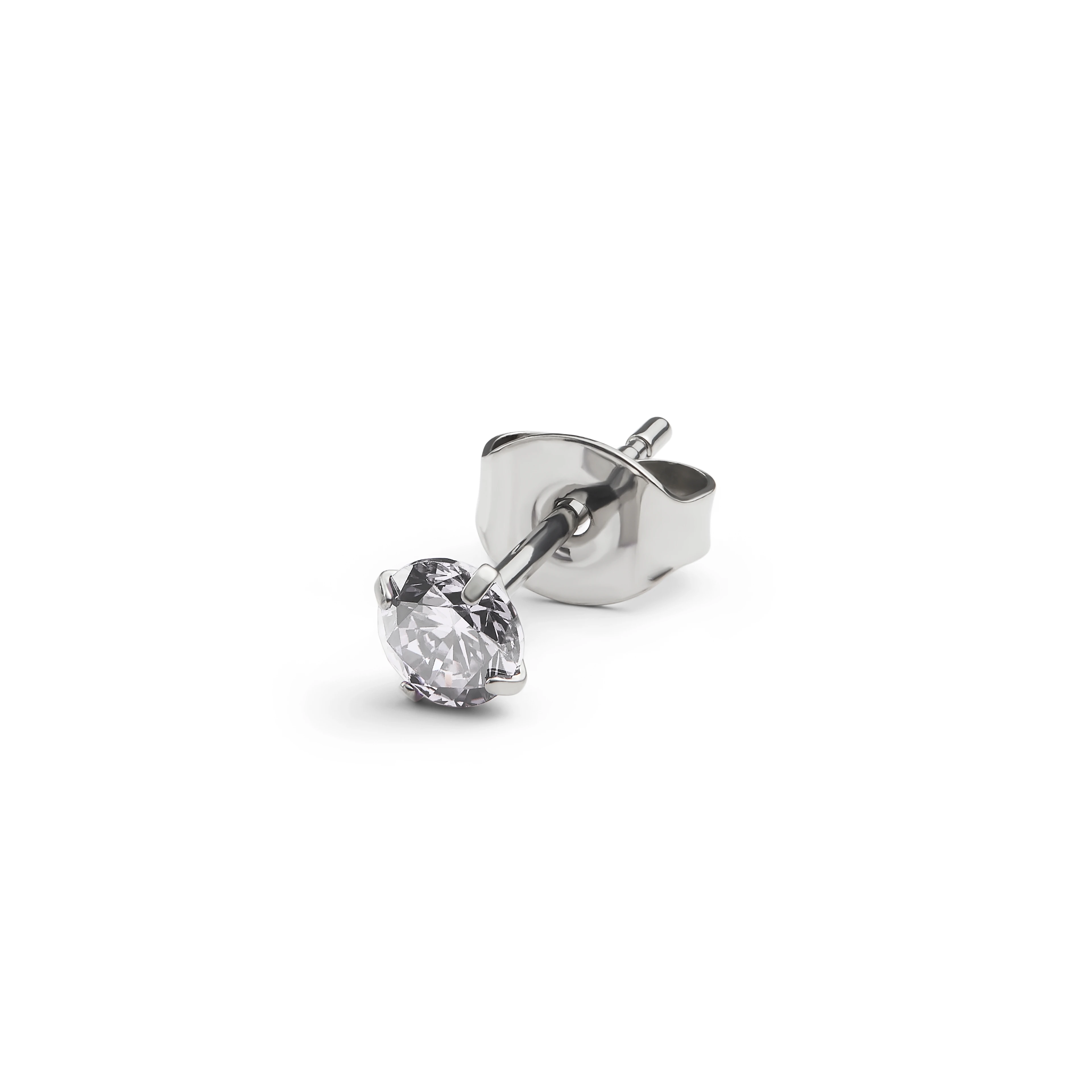 Aura | 4 mm pendiente de botón de titanio con circonita blanca Aura | 4 mm pendiente de botón de titanio con circonita blanca