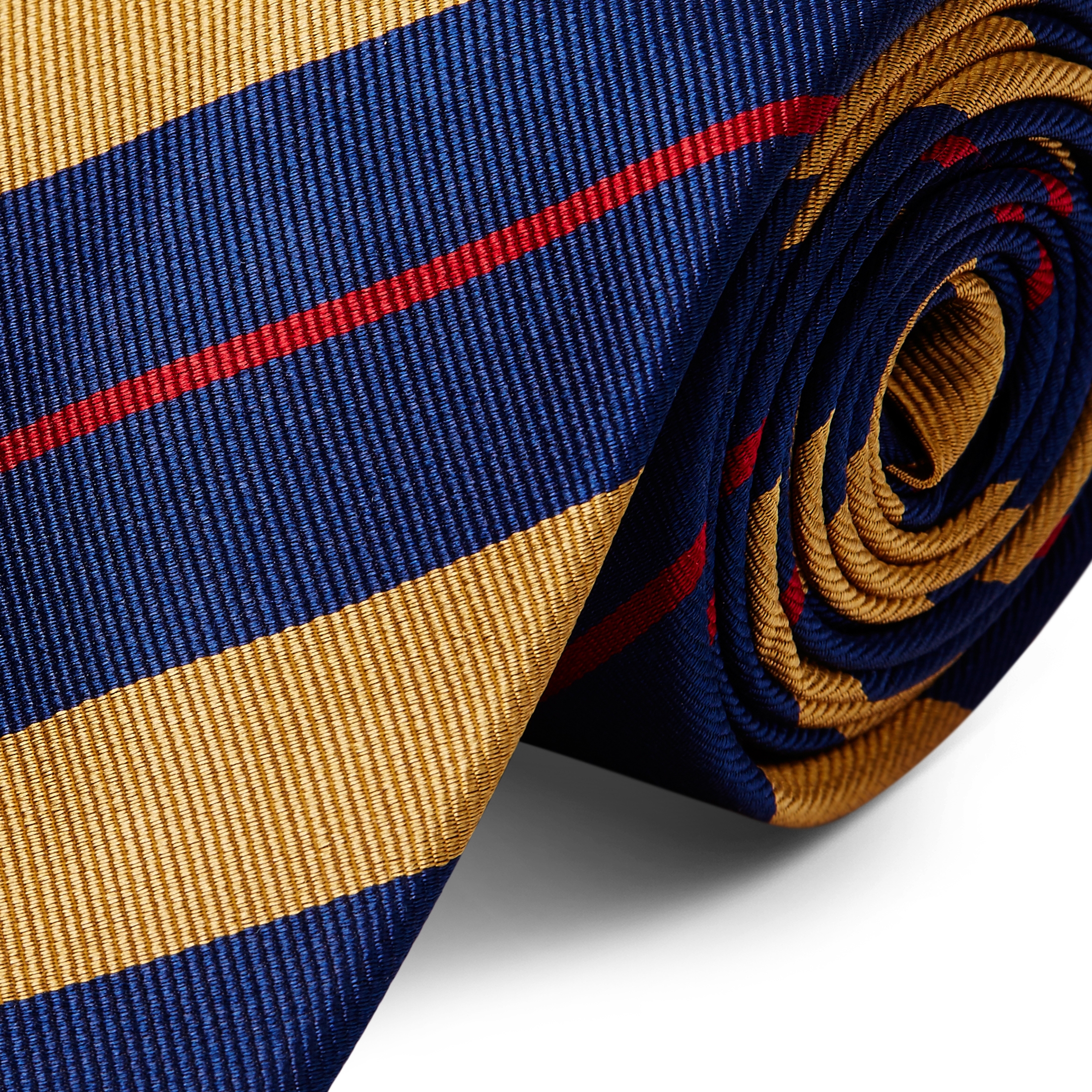 Wide Navy Blue, Gold & Red Striped Silk Tie | In stock! | Trendhim