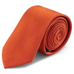 Corbata de sarga de seda naranja - 6 cm