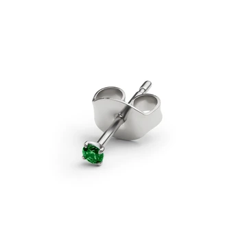 Aura | 2 mm pendiente de botón de titanio con circonita verde oscuro Aura | 2 mm pendiente de botón de titanio con circonita verde oscuro