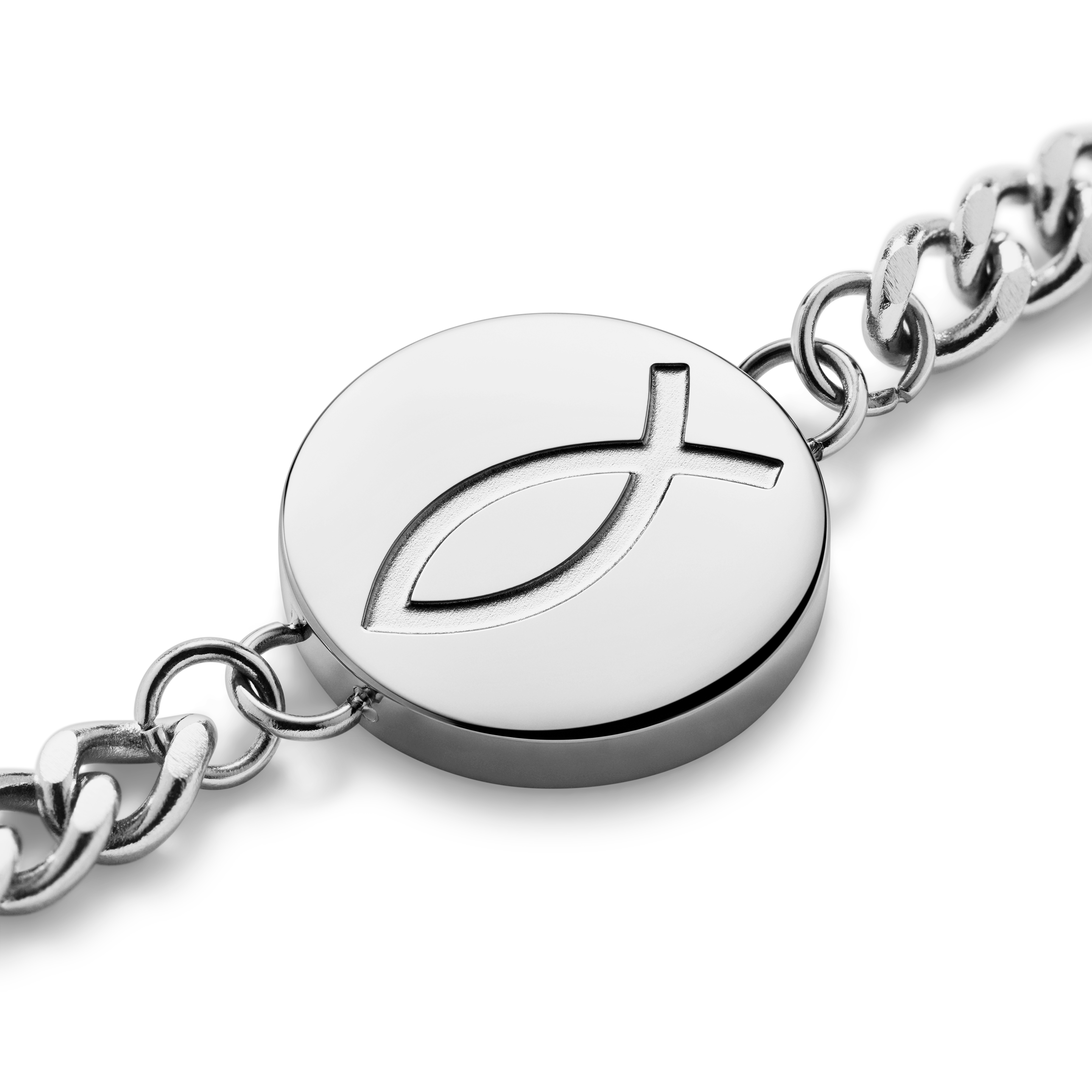 Unity | Сребриста стоманена гривна с ихтис - 4