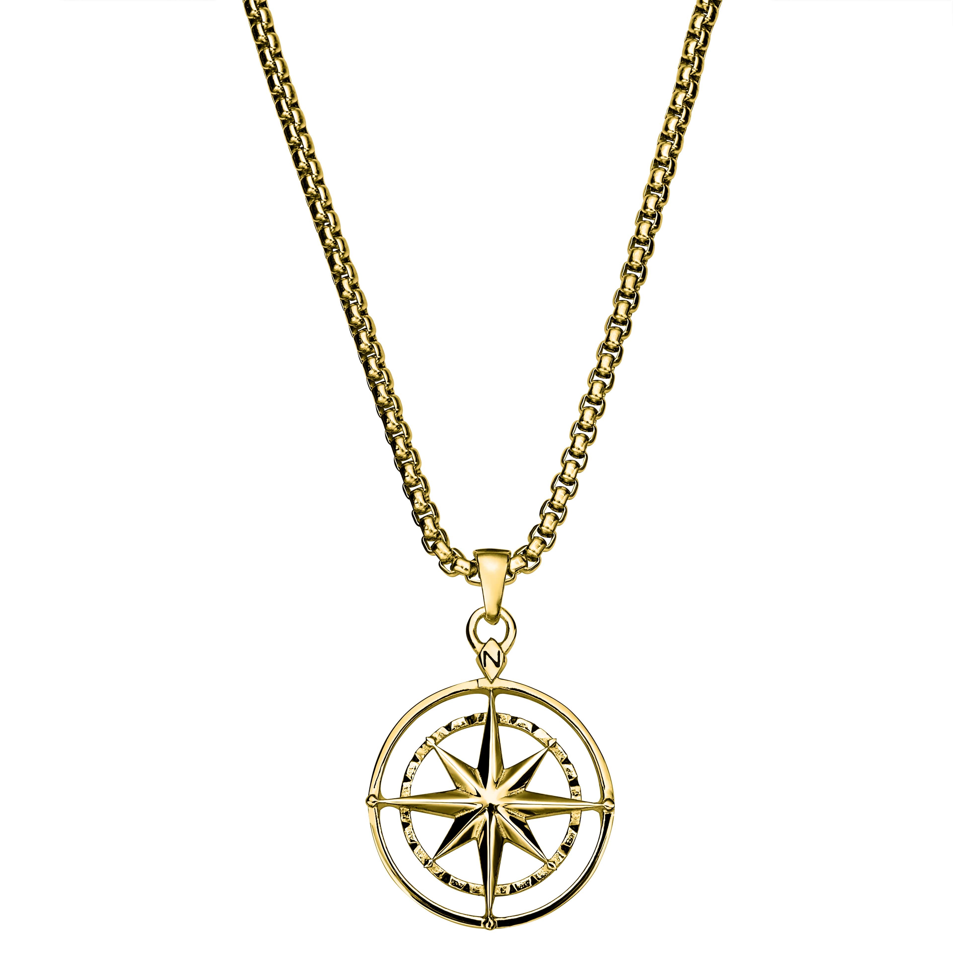 Atlas | Gold-tone Steel North Star Pendant Necklace