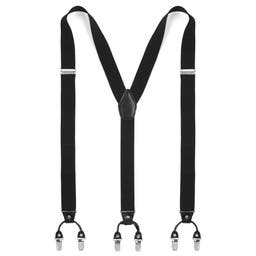 XL Wide Black Clip-On Suspenders
