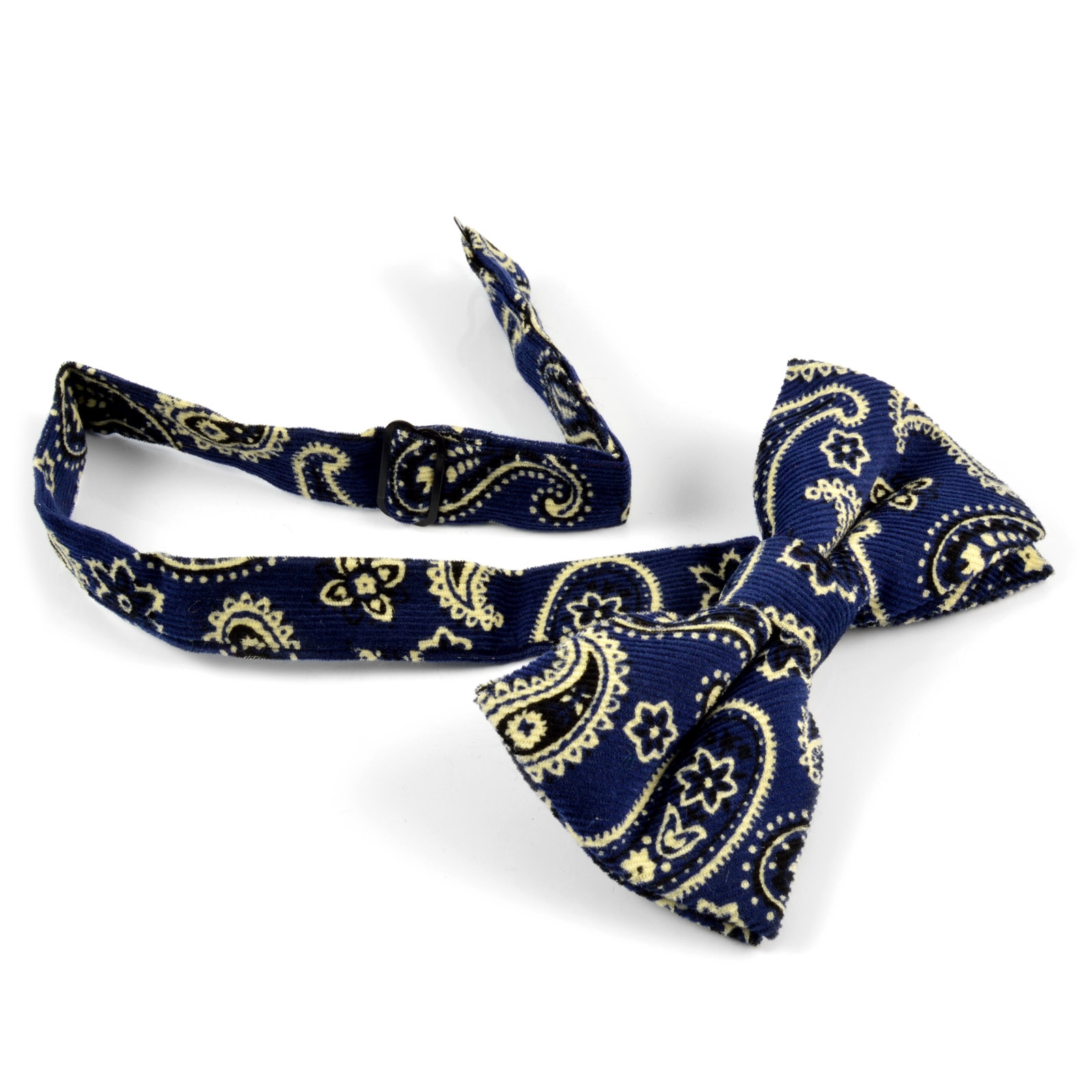 Nœud papillon en velours bleu à motif cachemire - 2