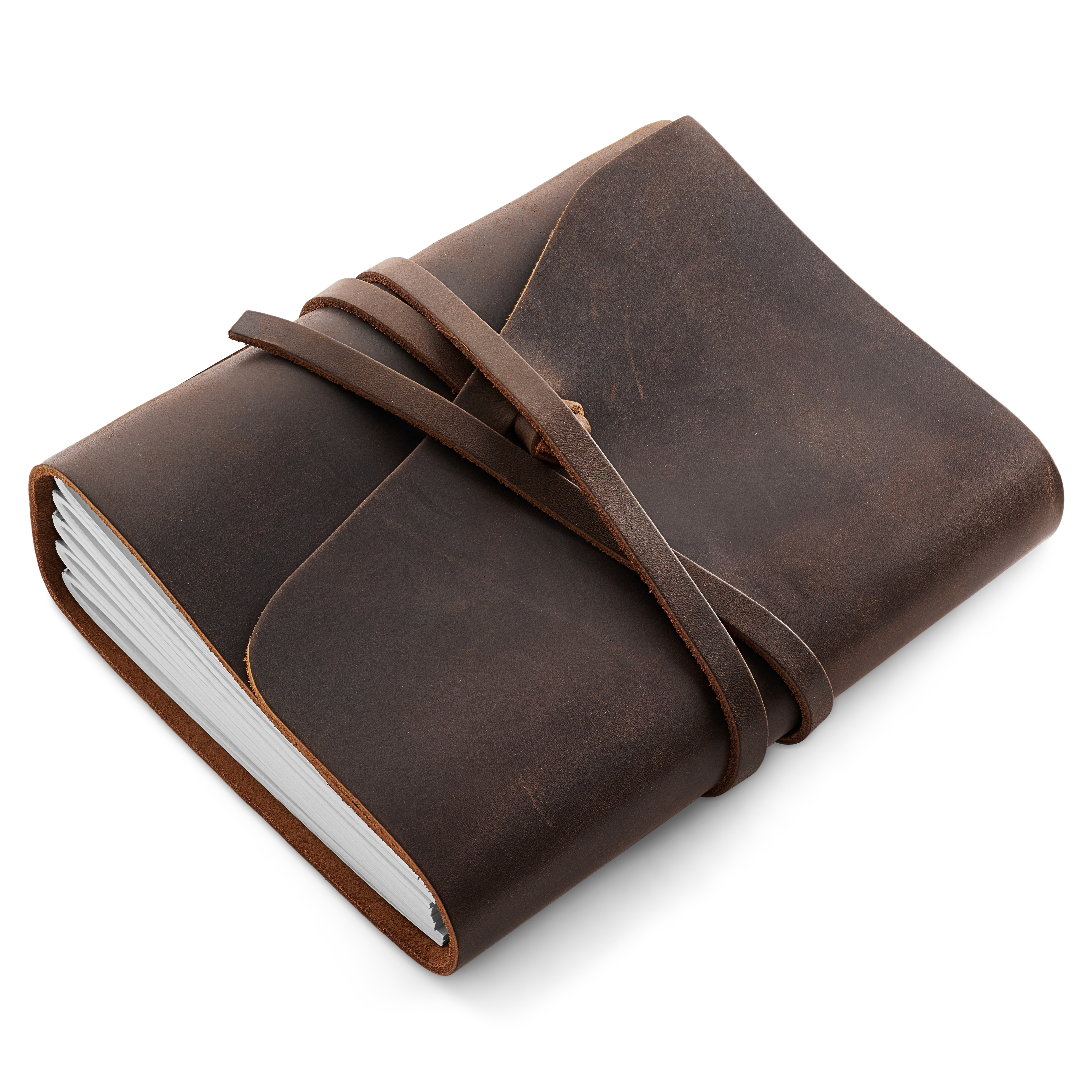 Notizbuch | Dunkelbraunes Leder | Wickelriemen - 3