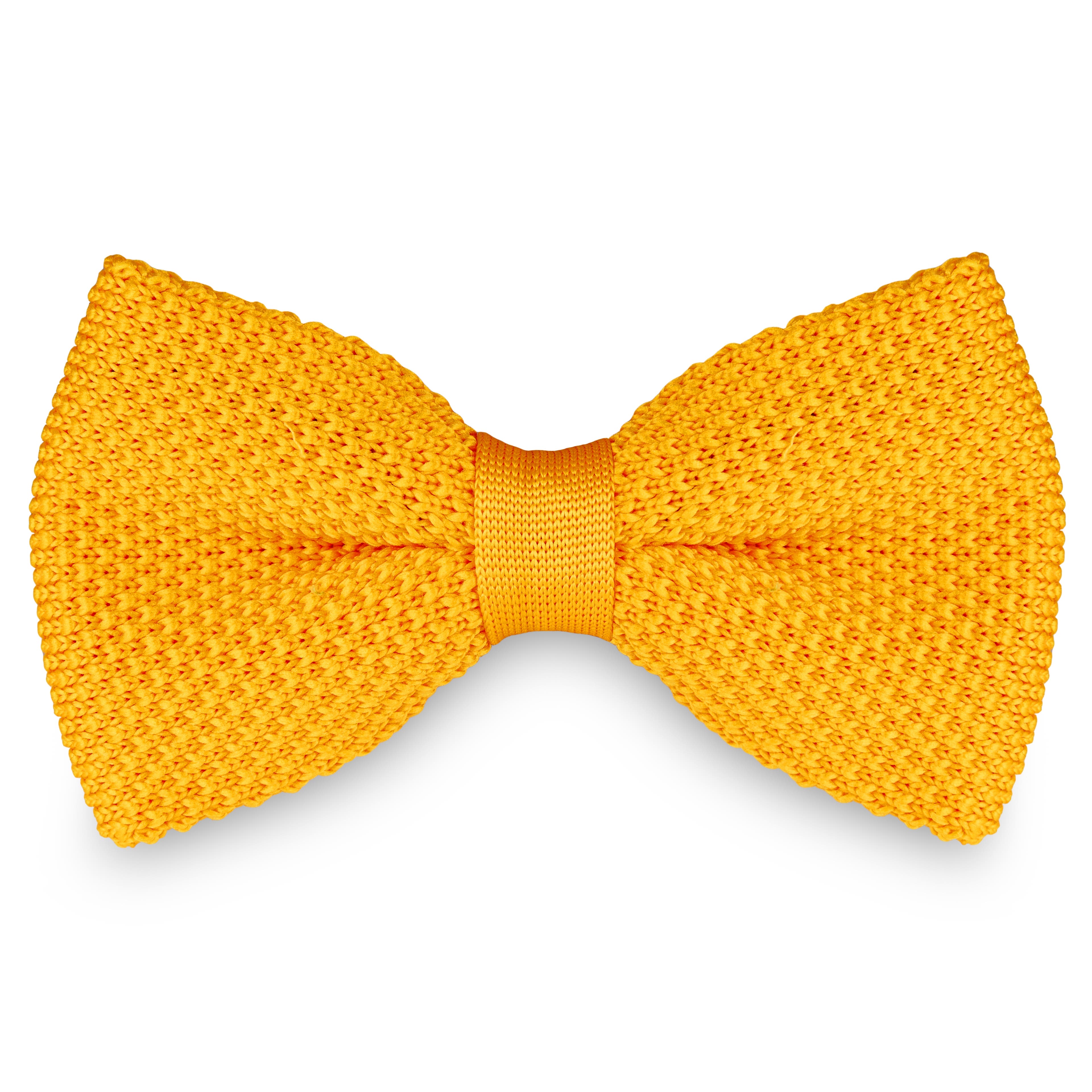 Mustard Yellow Knitted Pre-Tied Bow Tie