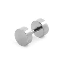 6 mm Silver-Tone Stainless Steel Fake Plug Earring