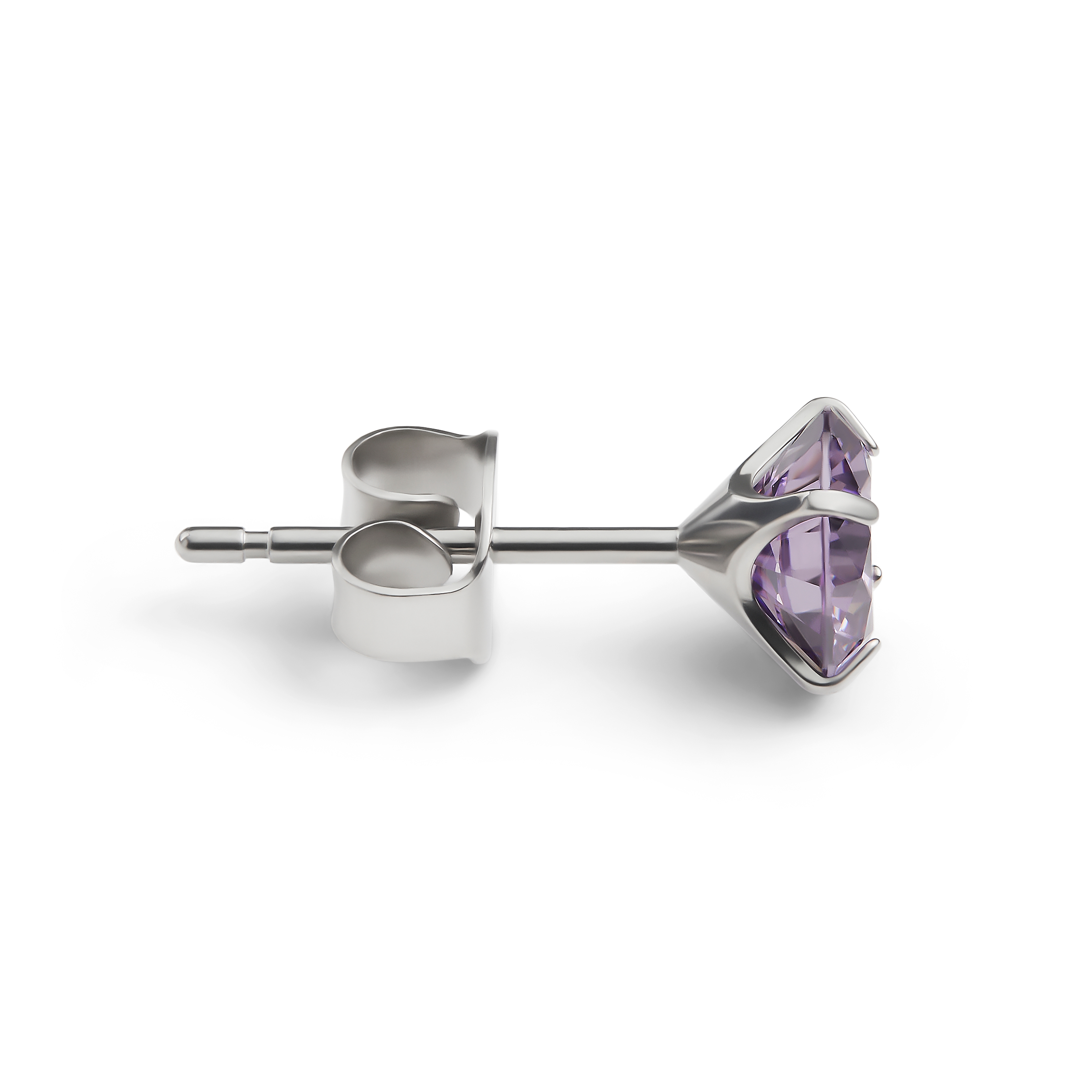 Aura | Orecchino a bottone da 6mm in titanio con zirconia lilla - 2